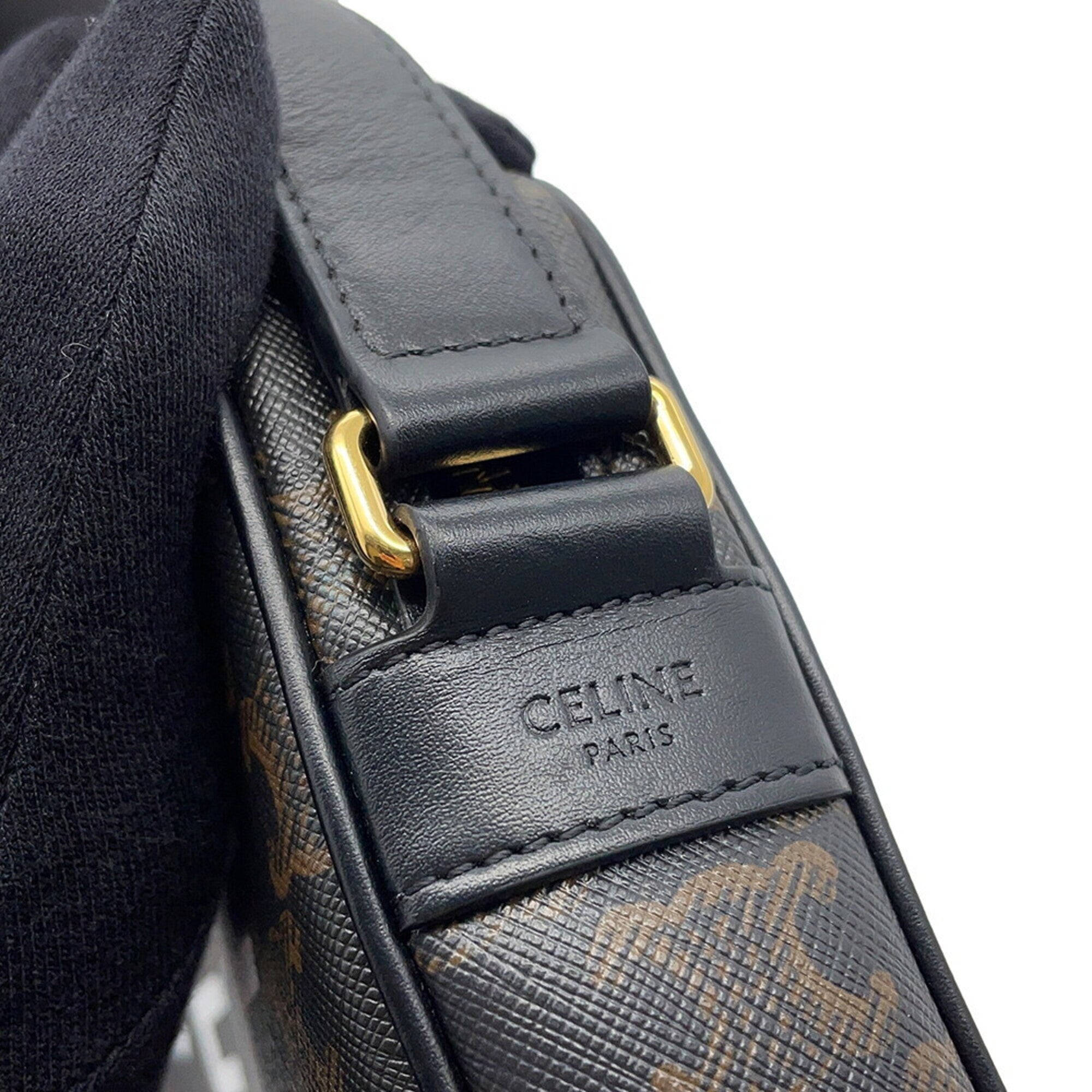 Celine Black Brown Pvc Leather Handbag Messenger Bag Shoulder Bag (Pre-Owned)
