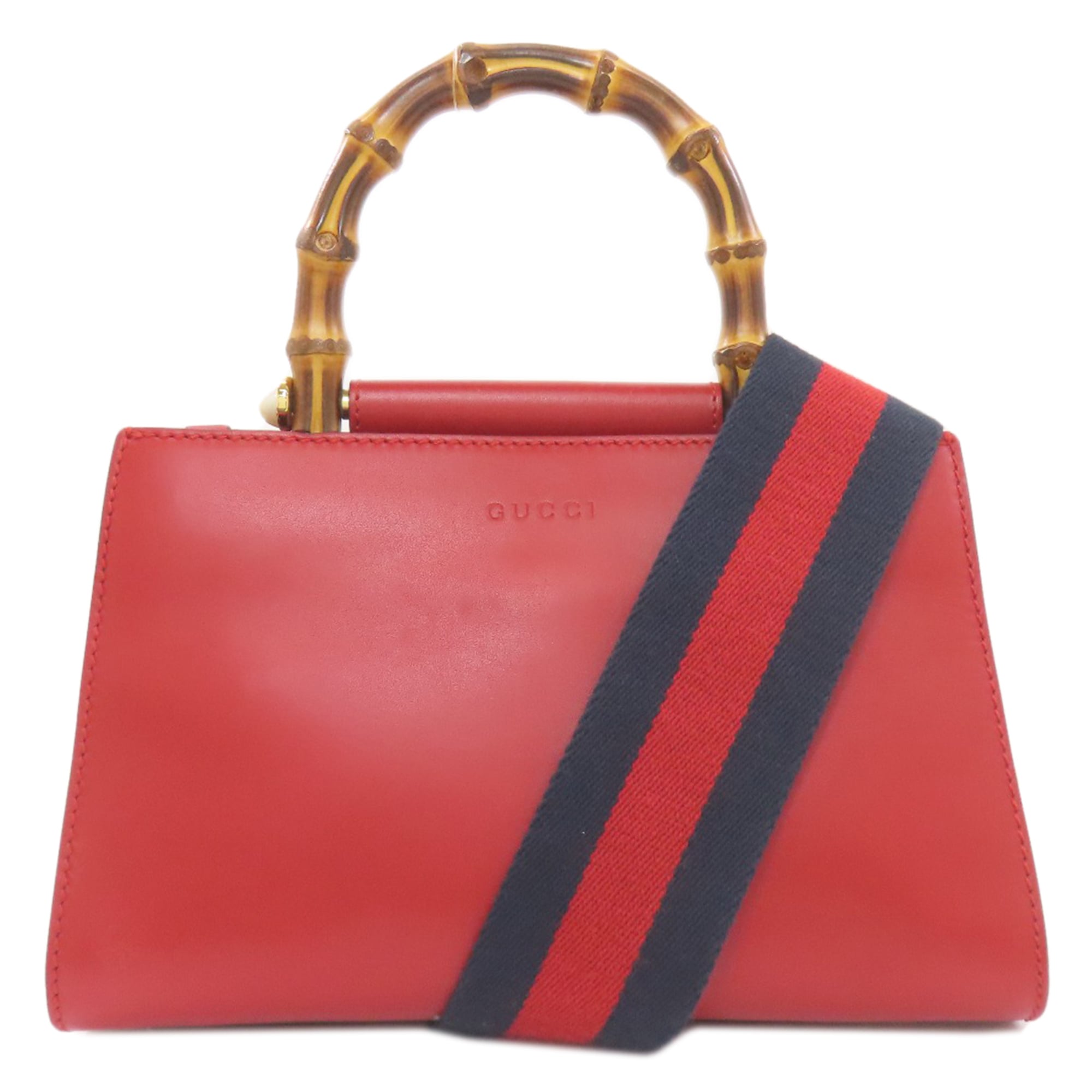 Gucci Red Color Leather Handbag (Pre-Owned)