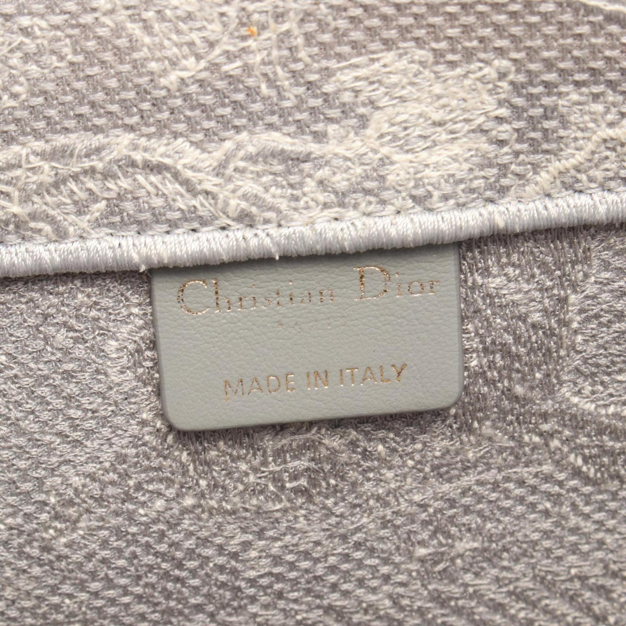 Christian Dior Gray White Canvas Handbag Tote Bag (Pre-Owned)