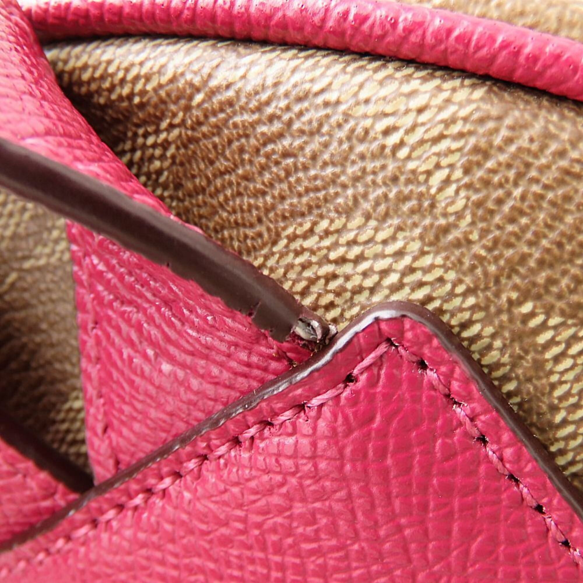 Coach Beige Pink Canvas Leather Backpack (Pre-Owned)