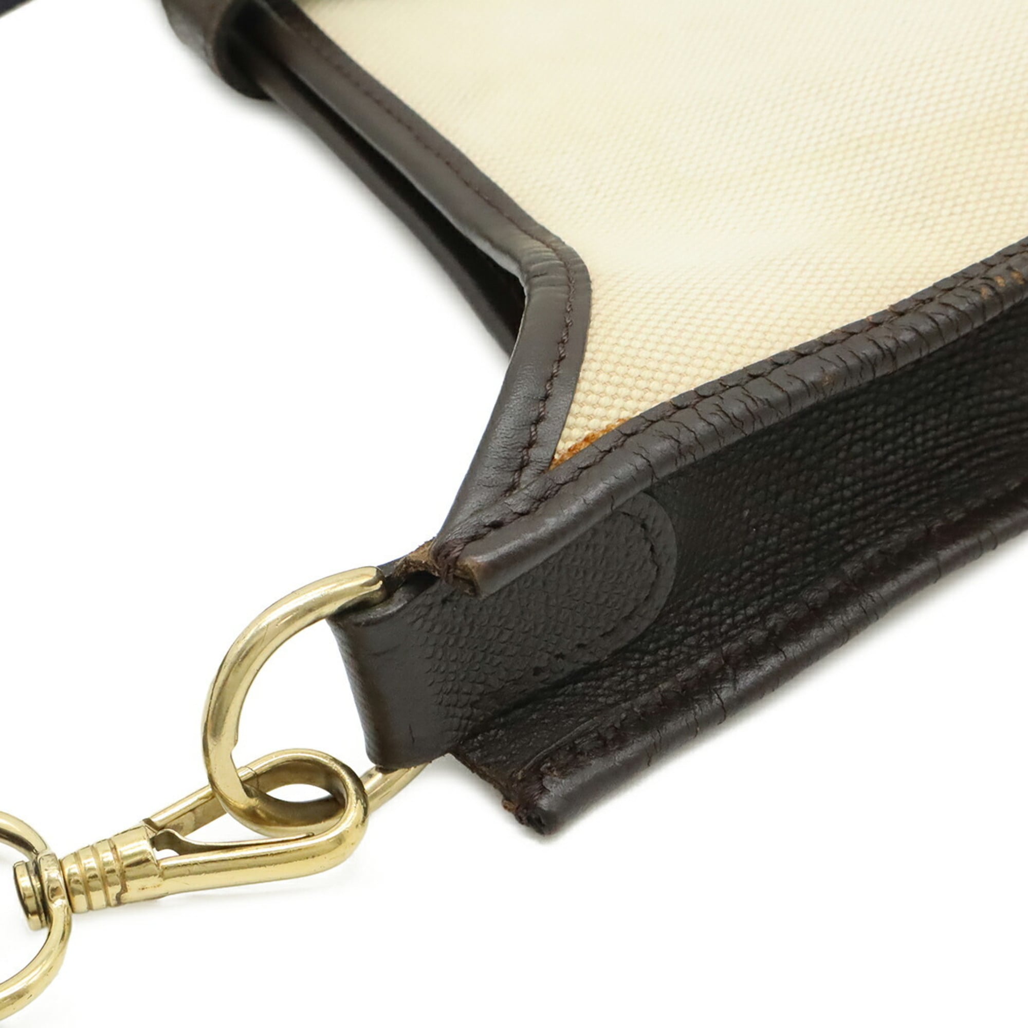 Hermes Dark Brown Natural Toile H Shoulder Bag (Pre-Owned)