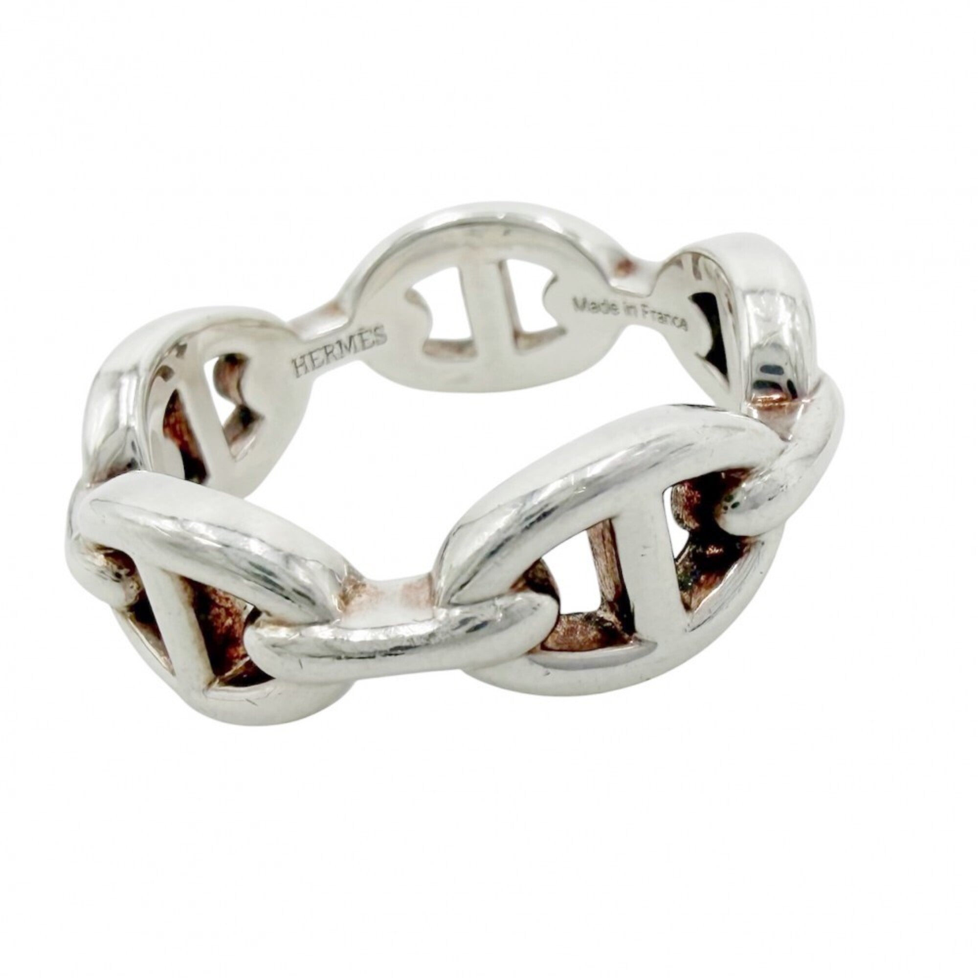 Hermes Silver 925 Band Ring (Pre-Owned)