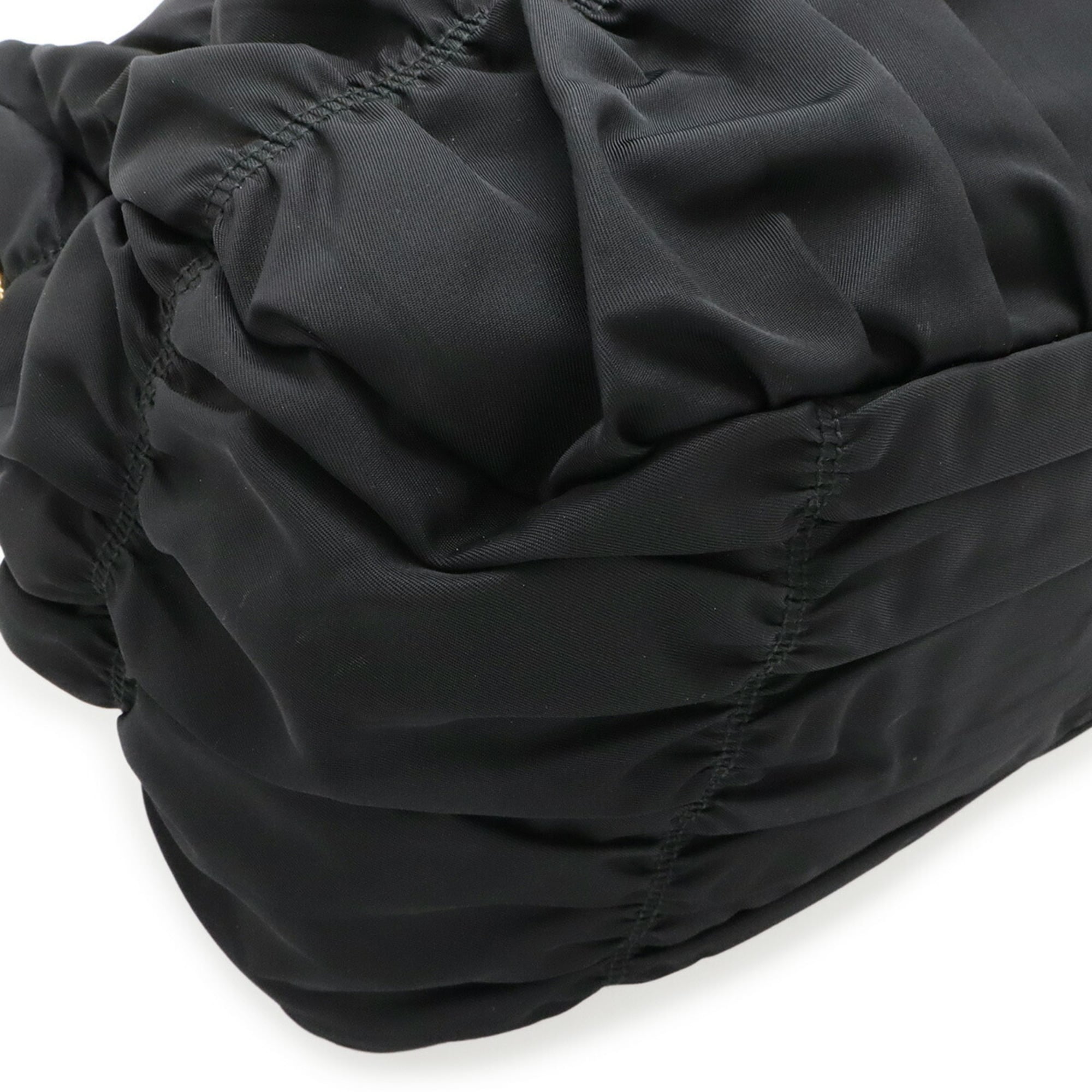 Prada Black Nero Nylon Leather Handbag Shoulder Bag Tote Bag (Pre-Owned)