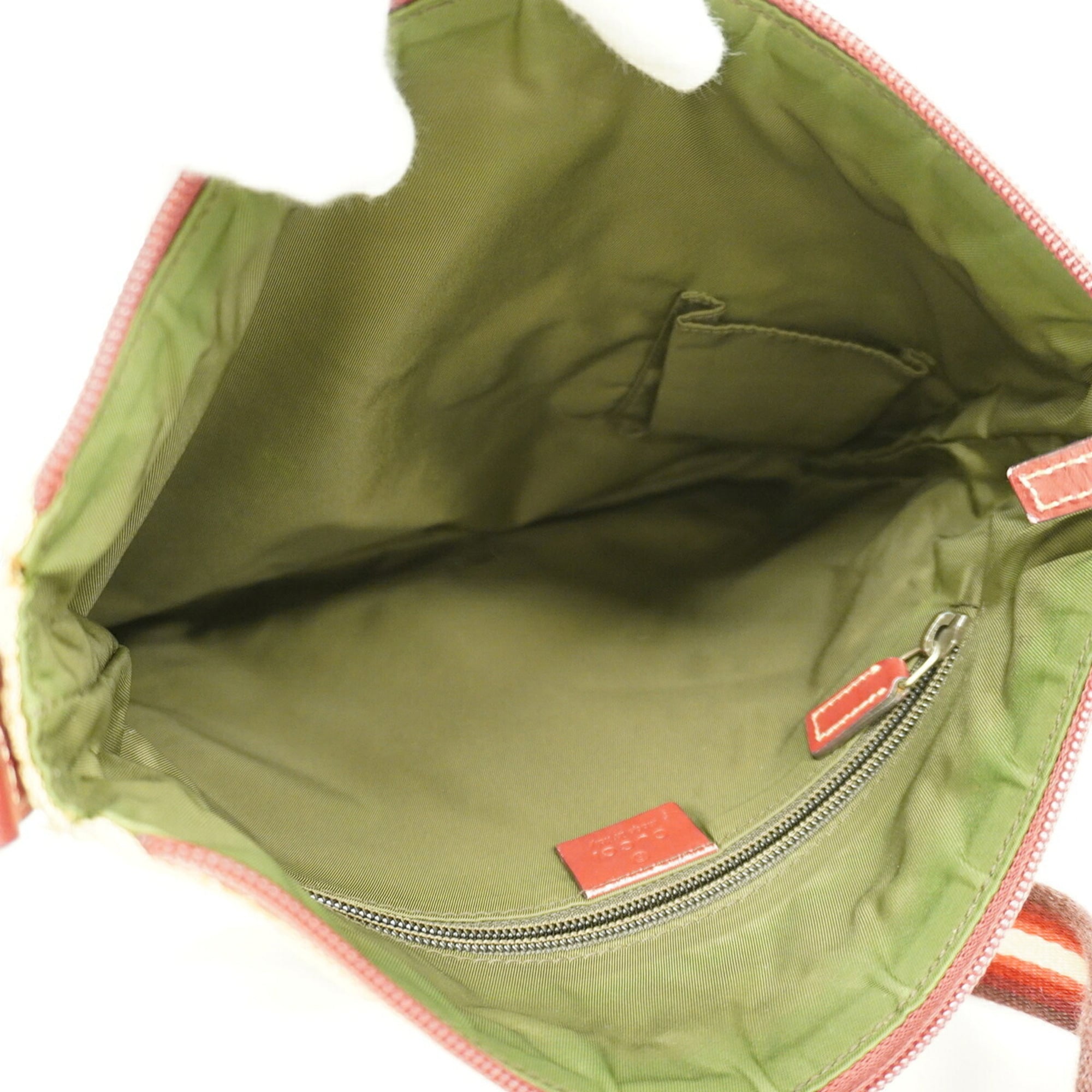 Gucci Beige Bordeaux Canvas Shoulder Bag (Pre-Owned)