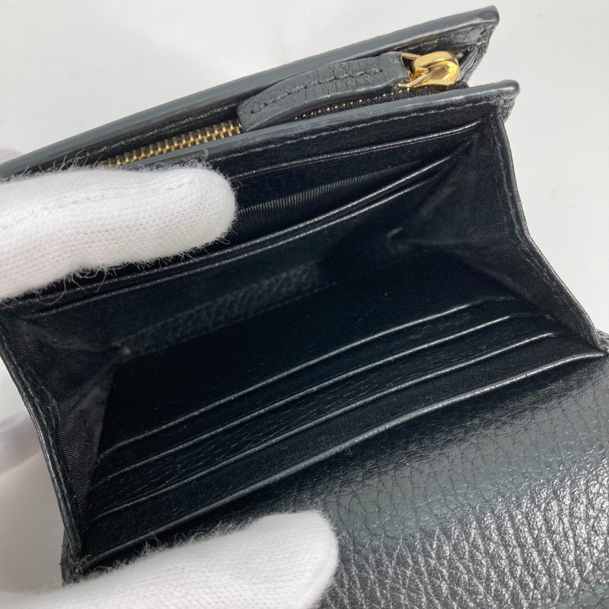 Gucci Beige Black Leather Pvc Wallet (Bi-Fold) (Pre-Owned)