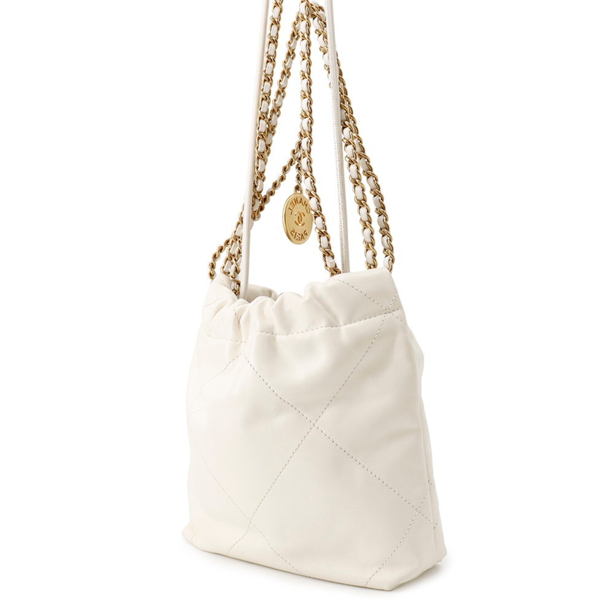 Chanel White Leather Handbag Shoulder Bag (Pre-Owned)