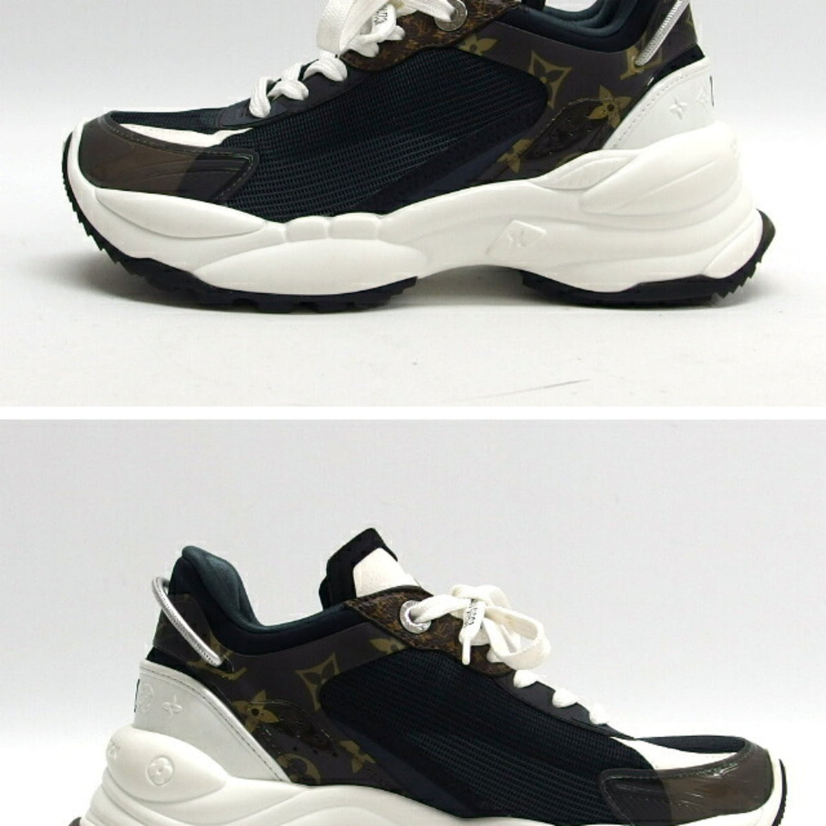 Louis Vuitton Black Dark Brown White Sneakers (Pre-Owned)