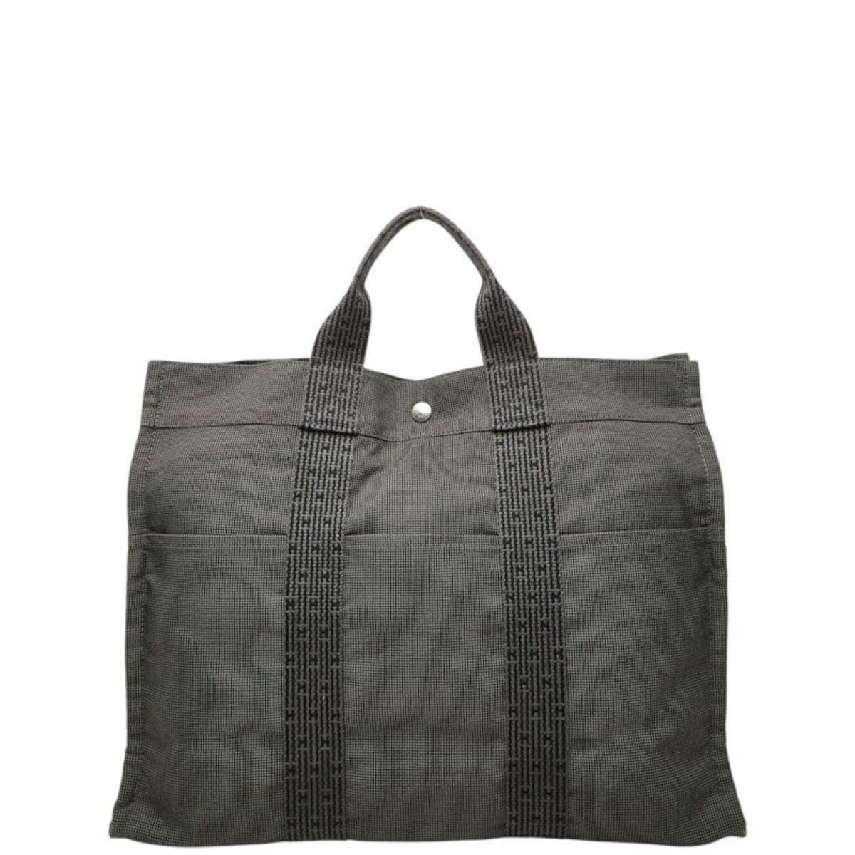 Hermes Gray Canvas Handbag Tote Bag (Pre-Owned)