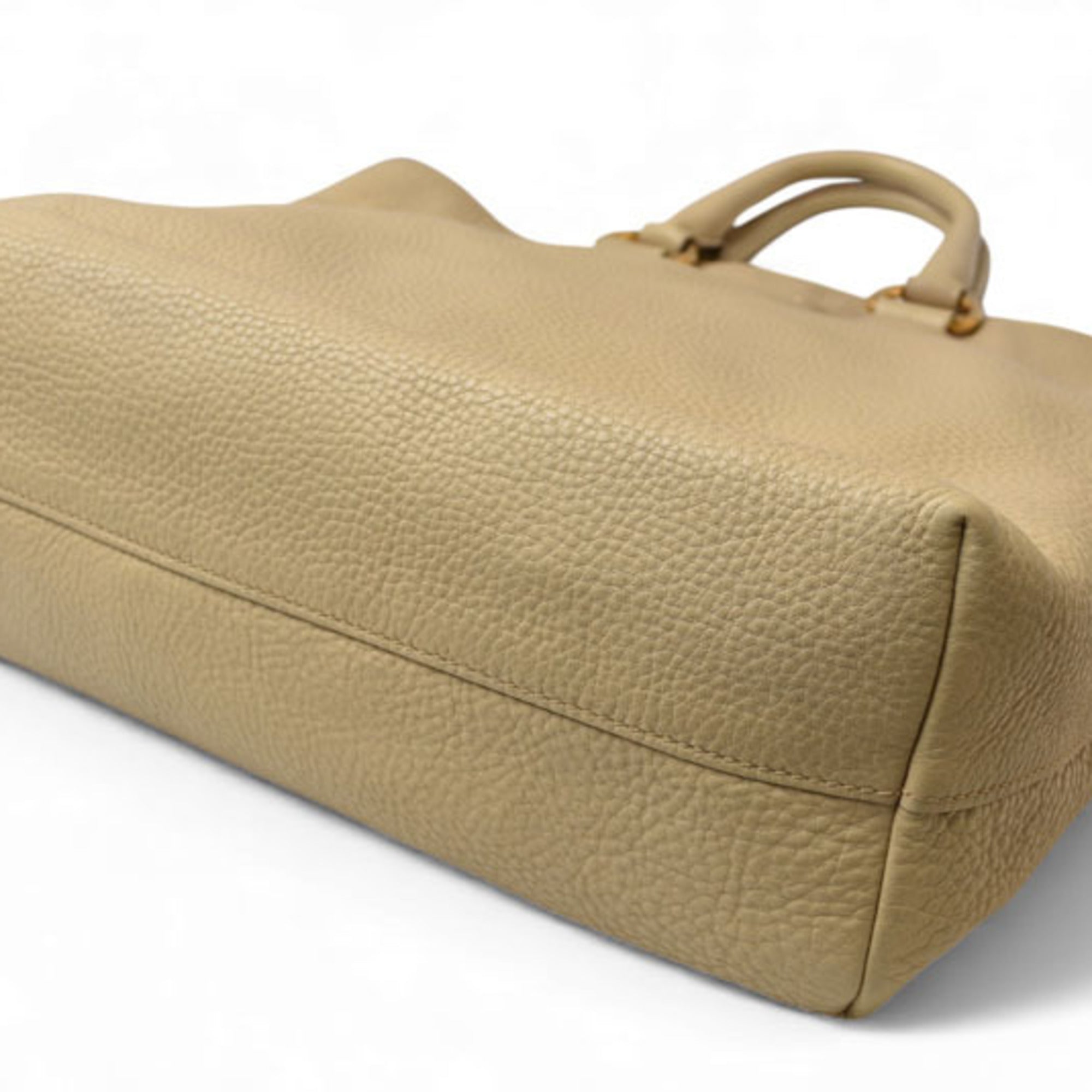 Prada Beige Leather Shoulder Bag Tote Bag (Pre-Owned)