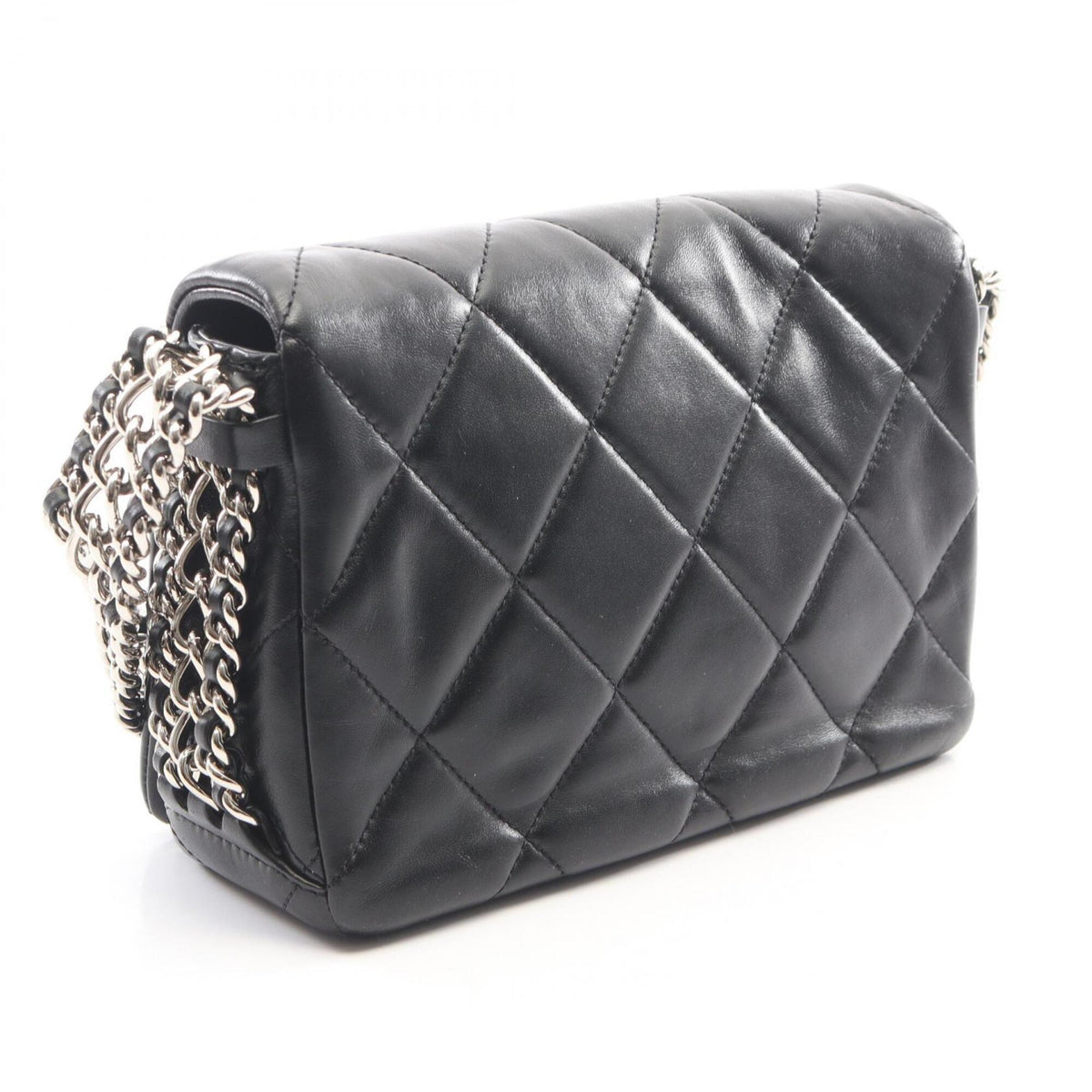 Chanel Black Leather Handbag Shoulder Bag (Pre-Owned)