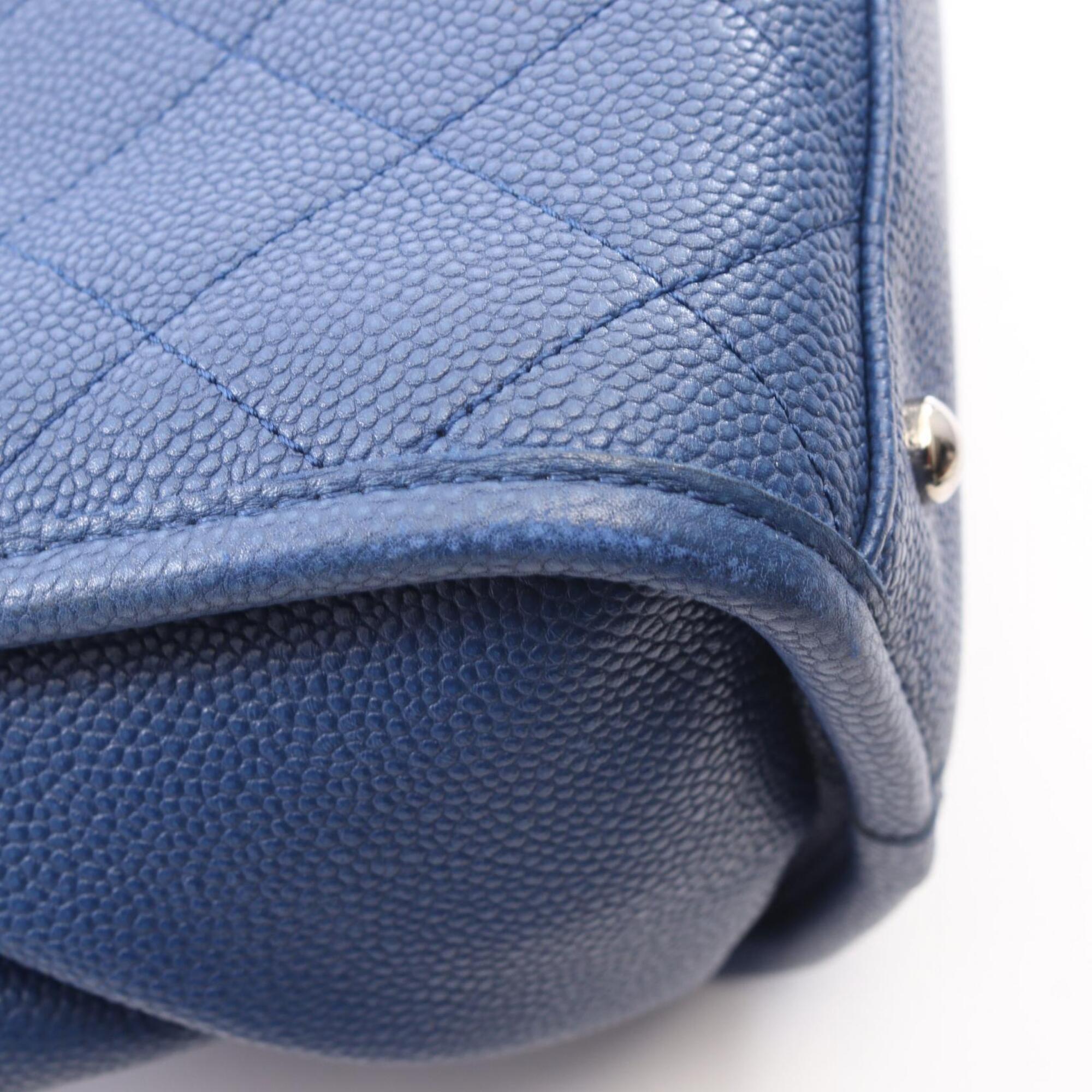 Chanel Blue Grained Calfskin Handbag Tote Bag (Pre-Owned)
