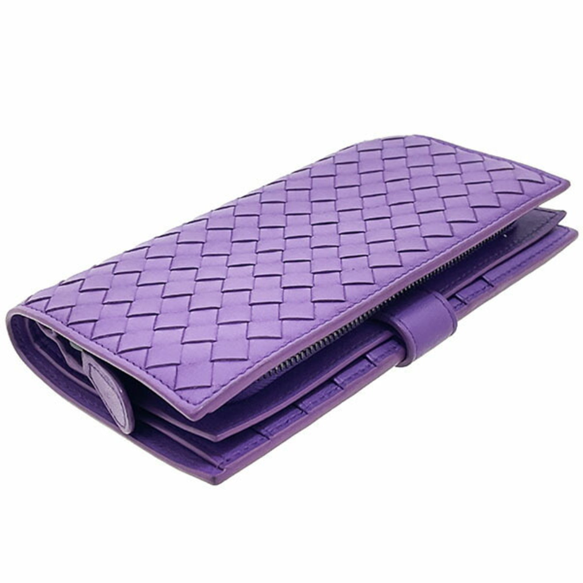 Bottega Veneta Purple Intrecciato Leather Long Wallet (Bi-Fold) (Pre-Owned)
