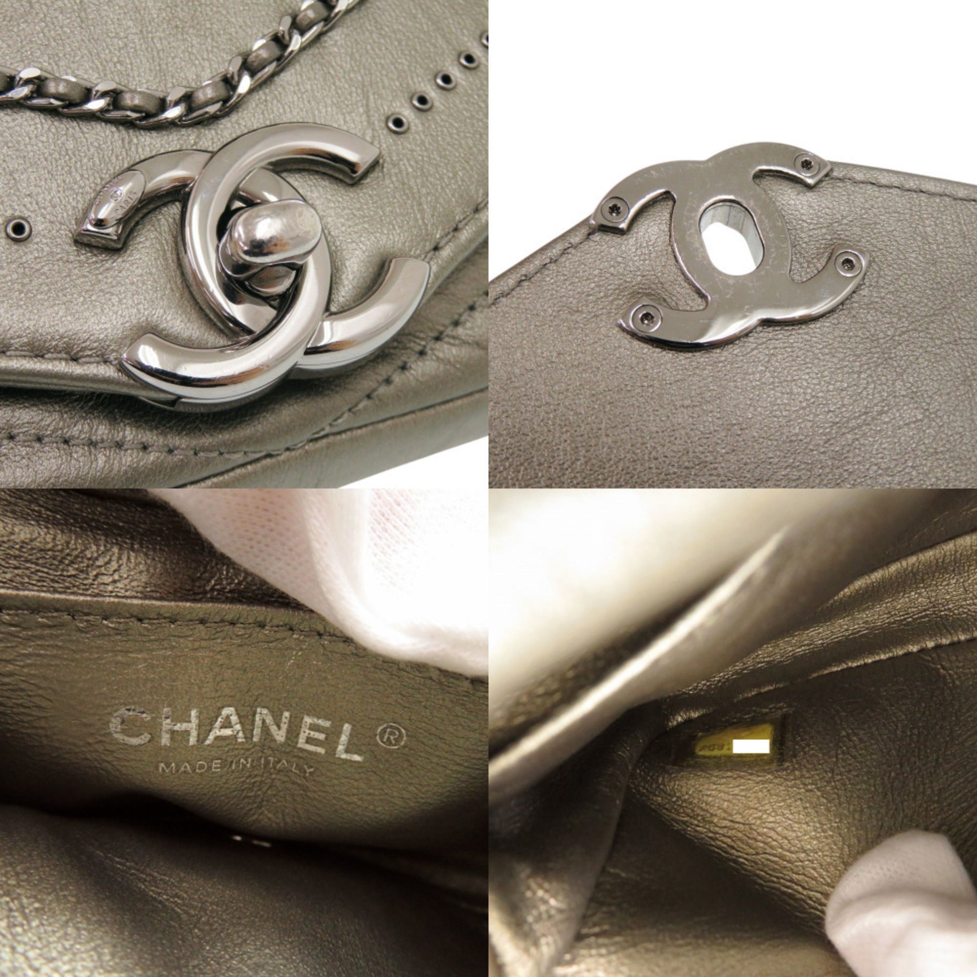 Chanel Gray Leather Shoulder Bag (Pre-Owned)