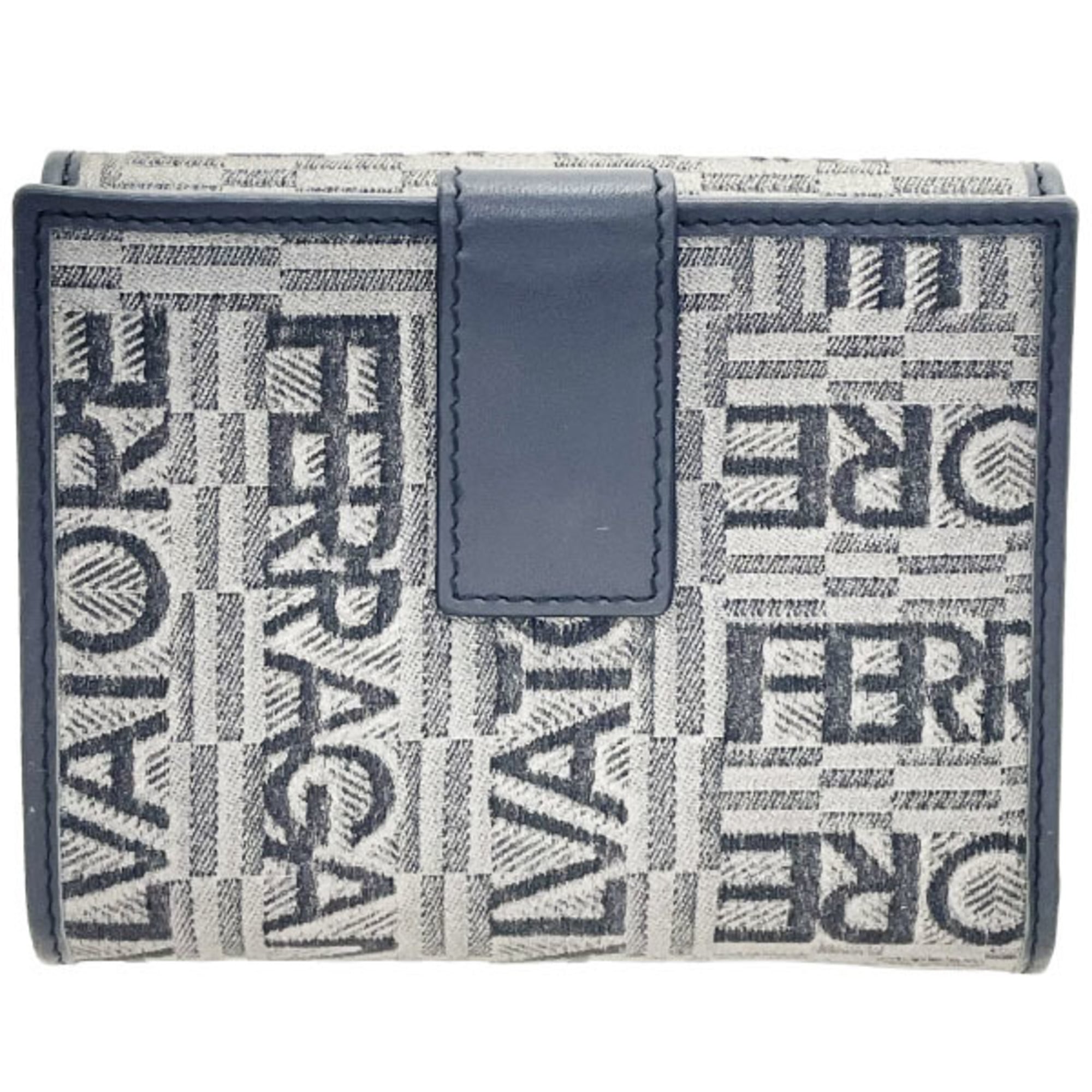 Salvatore Ferragamo Gray Canvas Leather Wallet (Bi-Fold) (Pre-Owned)