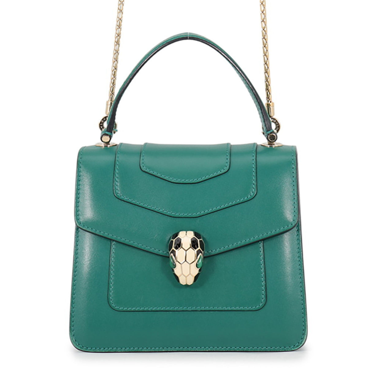 Bvlgari Emerald Green Leather Handbag (Pre-Owned)