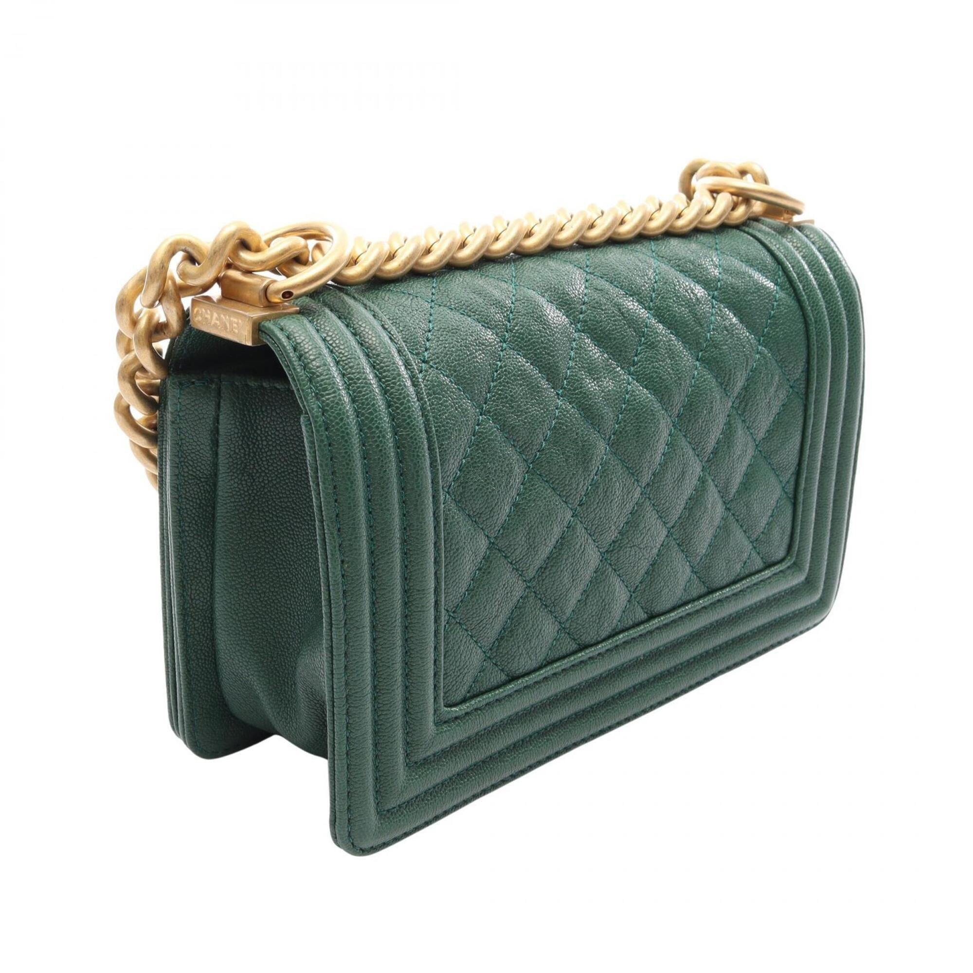 Chanel Green Grained Calfskin Handbag Shoulder Bag (Pre-Owned)