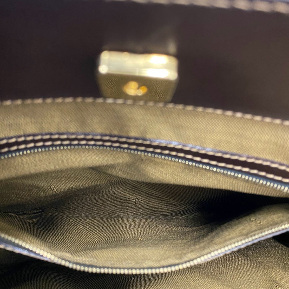 Fendi Black Brown Canvas Leather Handbag Tote Bag (Pre-Owned)