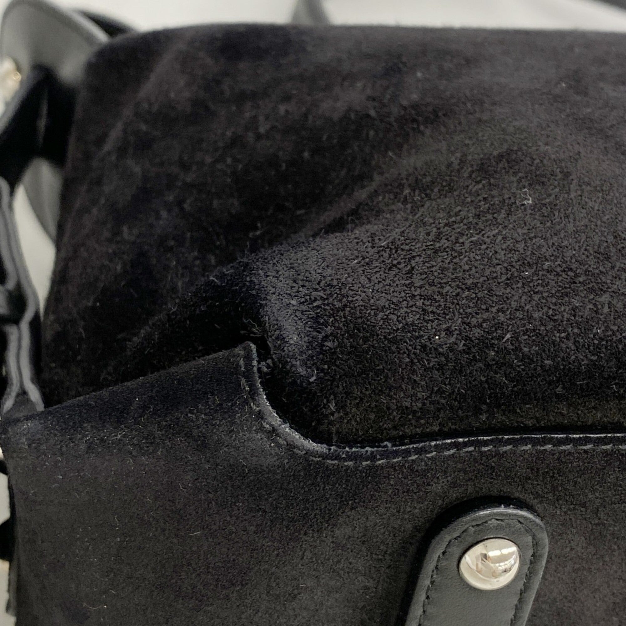 Salvatore Ferragamo Black Suede Fur Shoulder Bag (Pre-Owned)