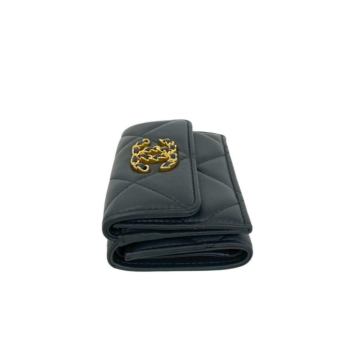 Chanel Gray Leather Wallet (Tri-Fold) (Pre-Owned)