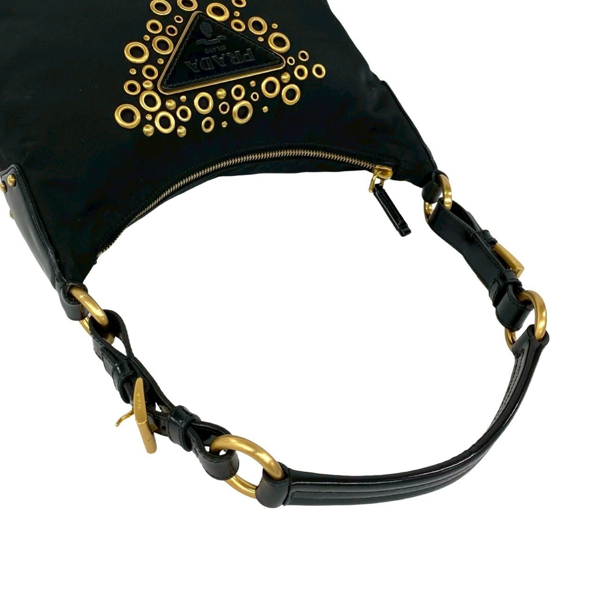 Prada Black Nylon Patent Leather Shoulder Bag (Pre-Owned)