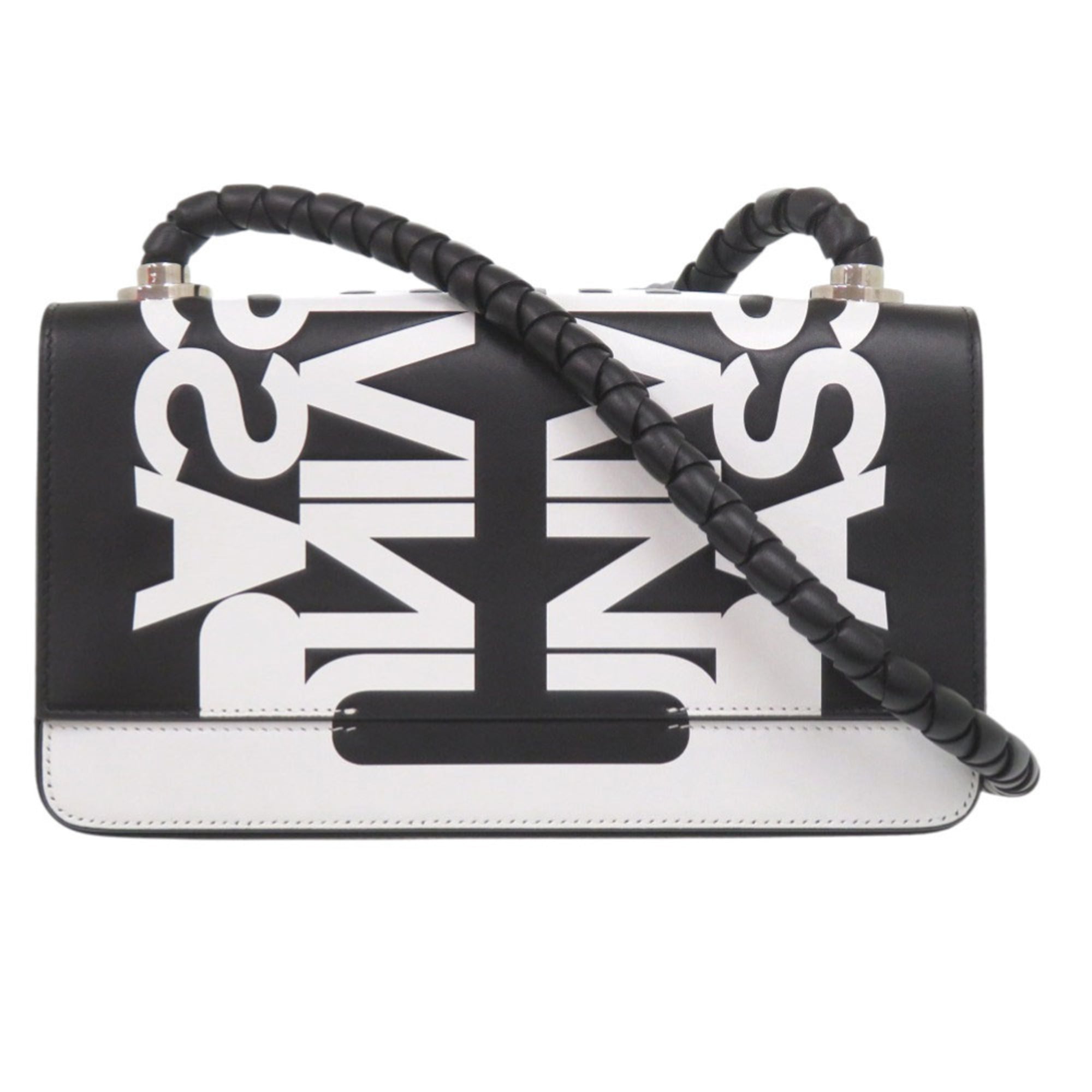Burberry Black White Leather Shoulder Bag (Pre-Owned)