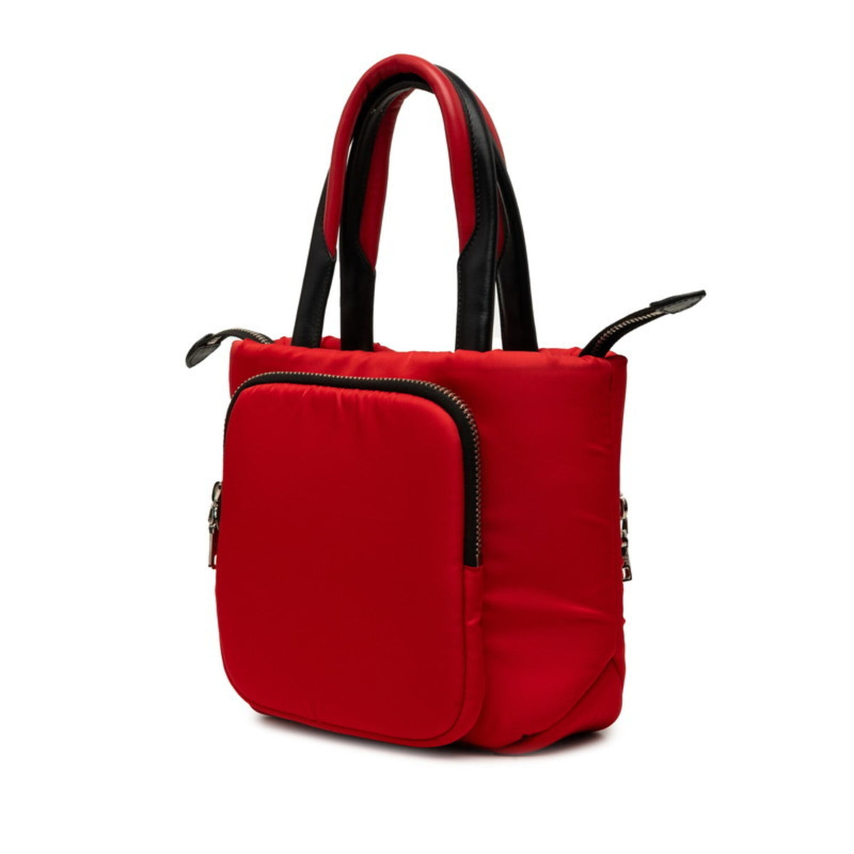 Prada Black Red Color Nylon Handbag Shoulder Bag (Pre-Owned)