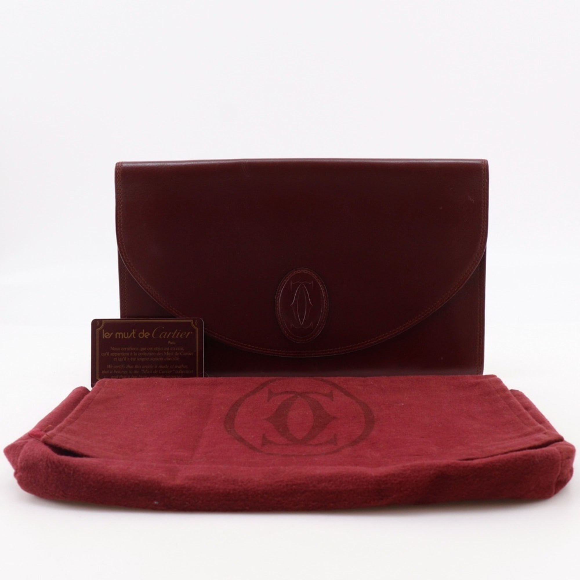 Cartier Must Bordeaux Leather Clutch Bag (Pre-Owned)