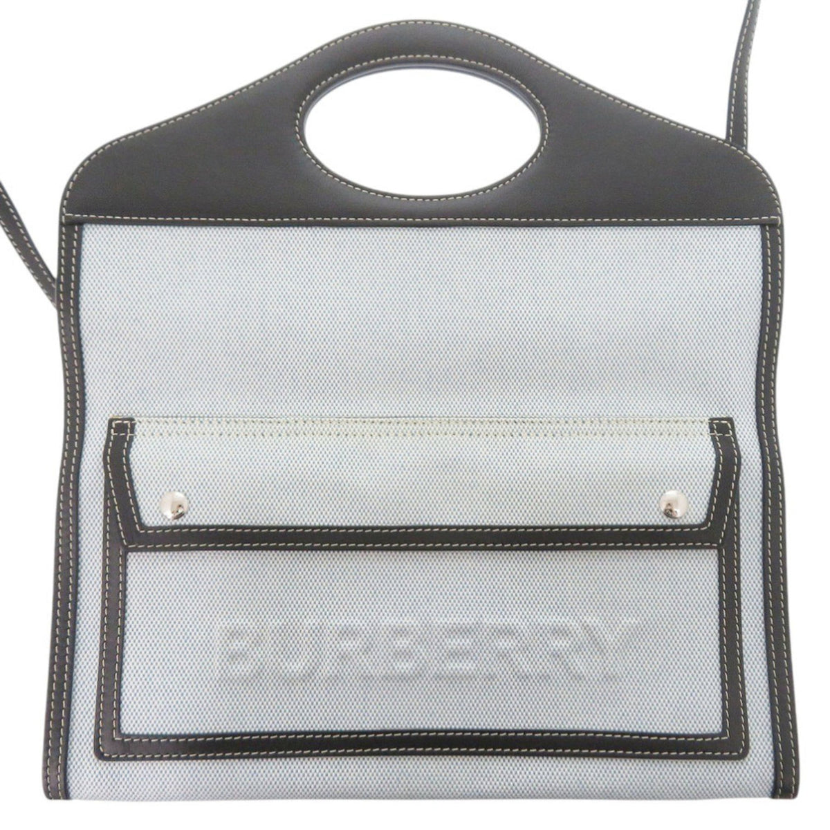 Burberry Black Blue Canvas Leather Shoulder Bag (Pre-Owned)