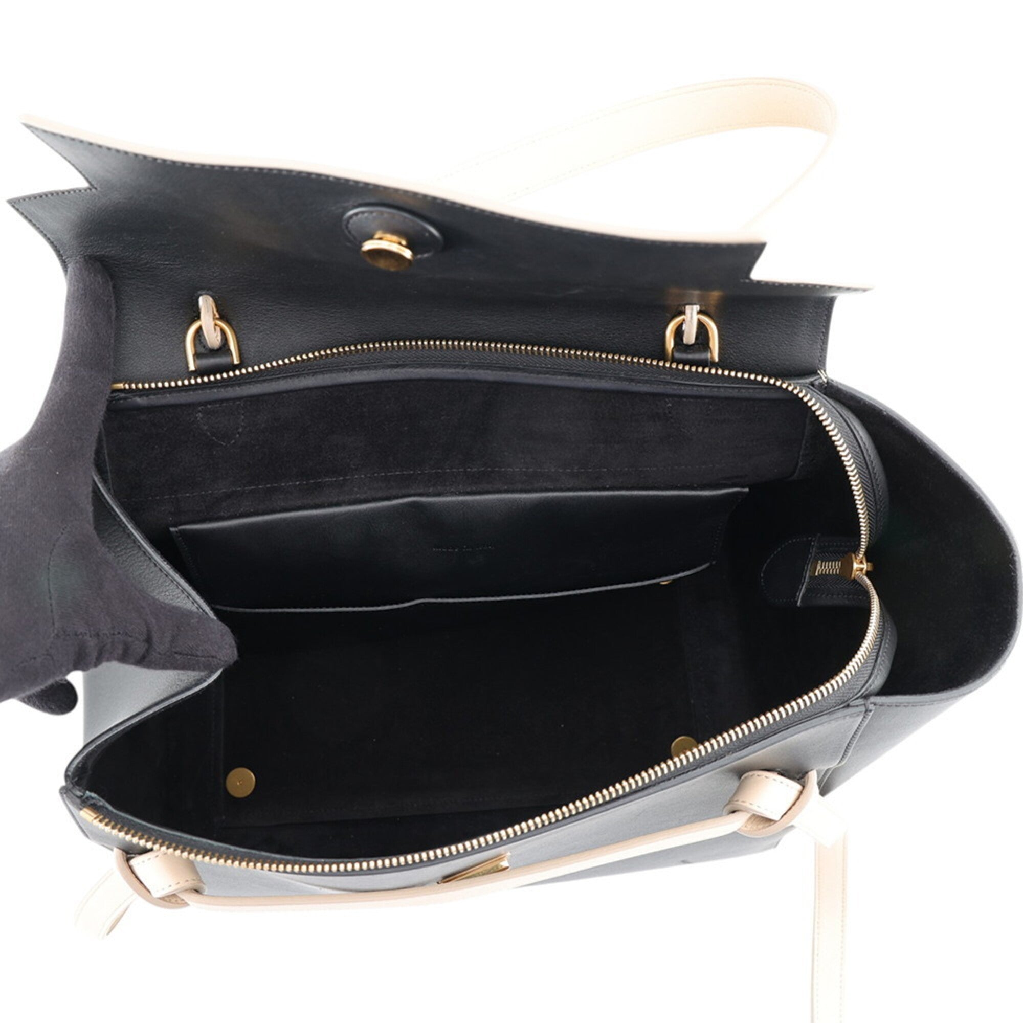 Celine Beige Black Leather Handbag (Pre-Owned)