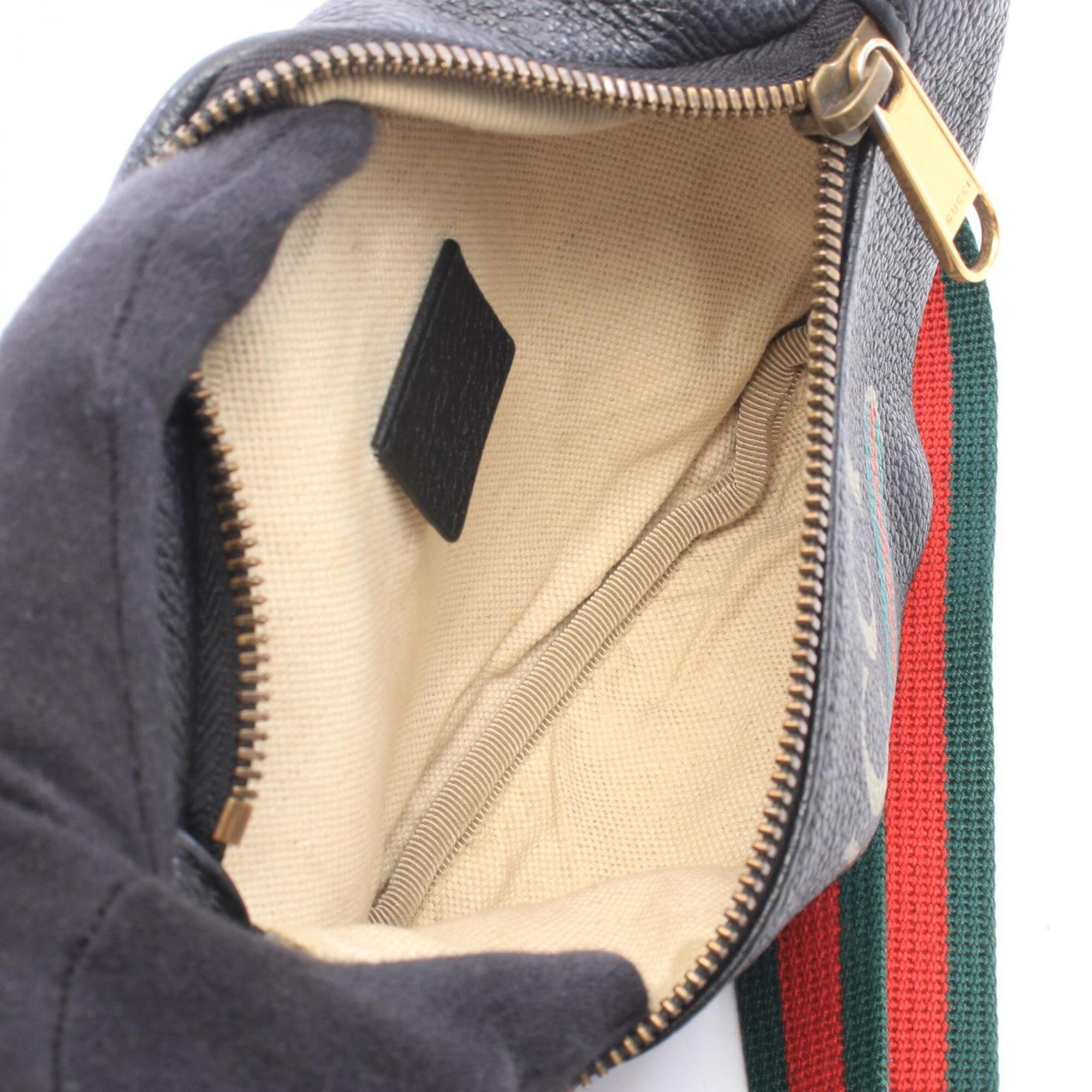 Gucci Black Multi-Color Leather Fanny Pack Handbag (Pre-Owned)