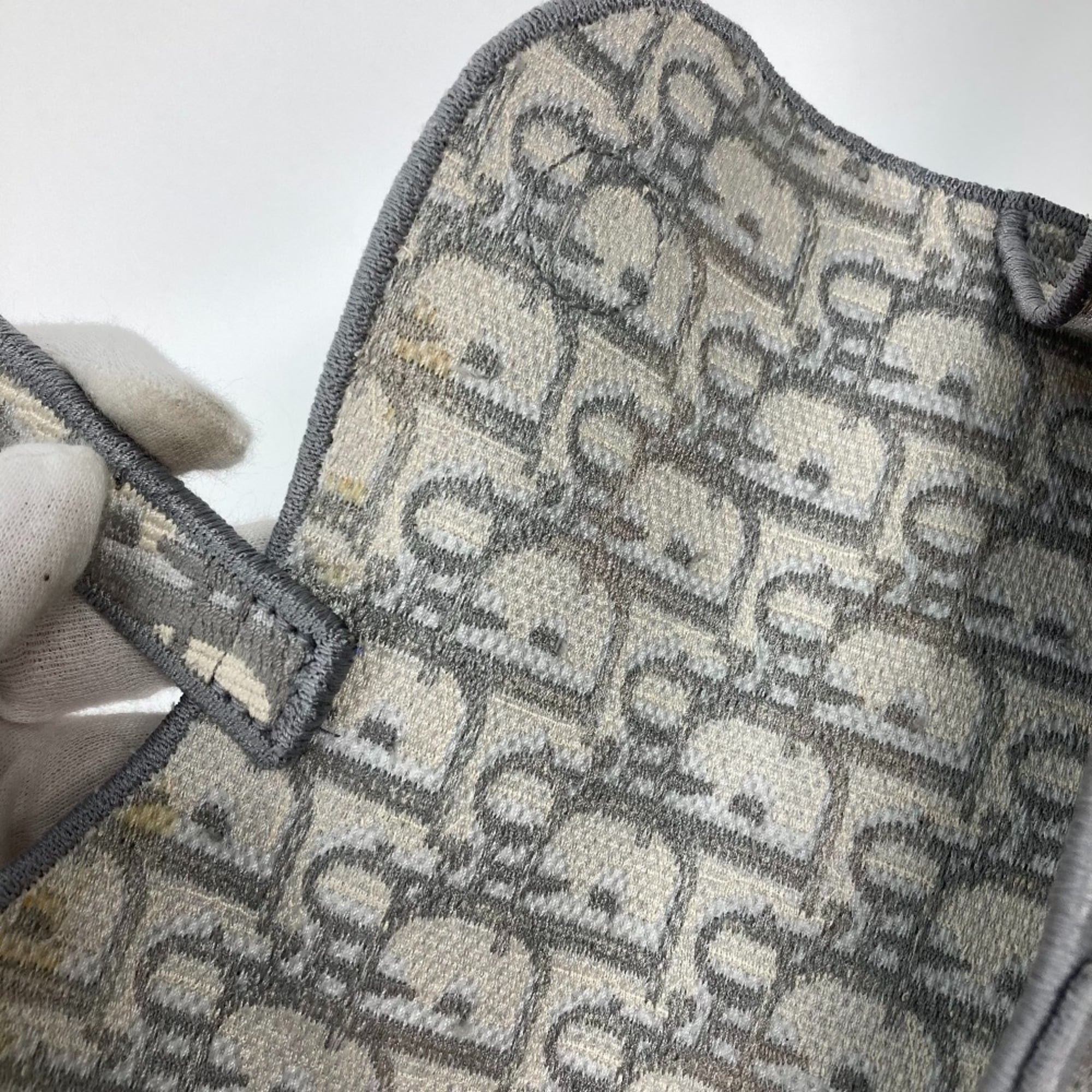 Christian Dior Gray Jacquard Pouch Shoulder Bag (Pre-Owned)