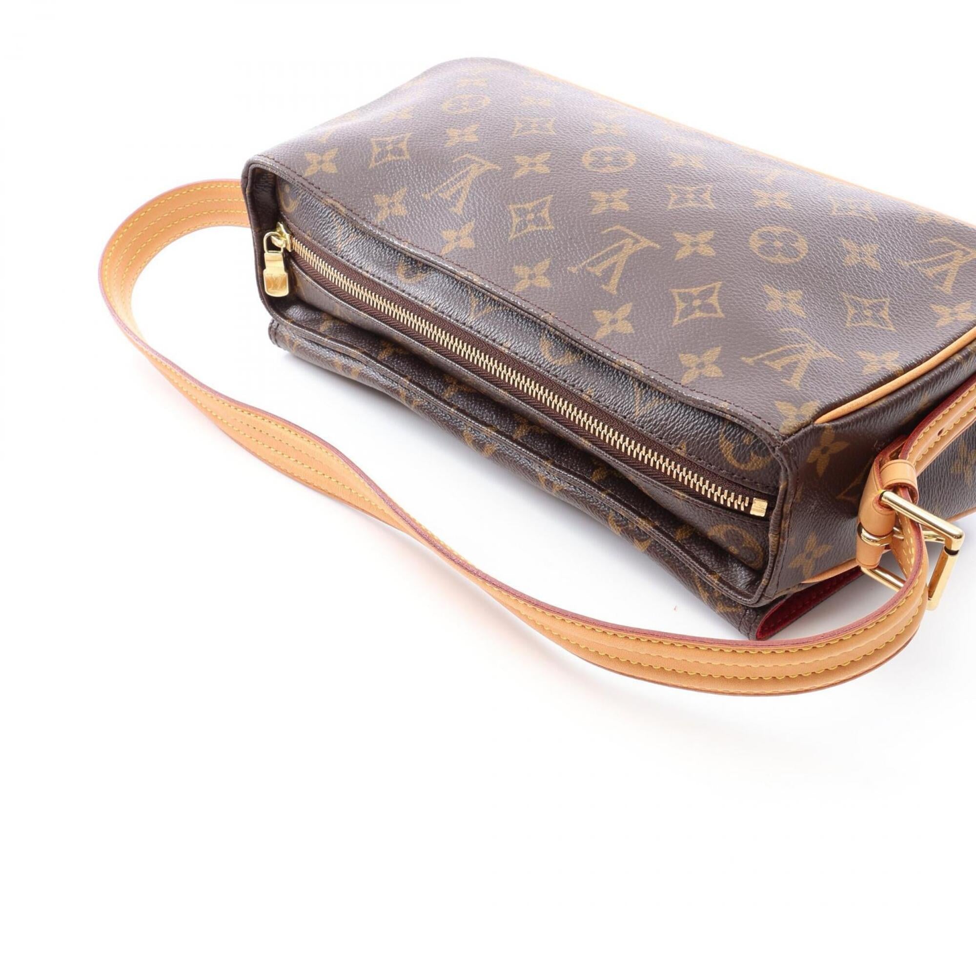 Louis Vuitton Brown Leather Monogram Coated Canvas Handbag Shoulder Bag (Pre-Owned)