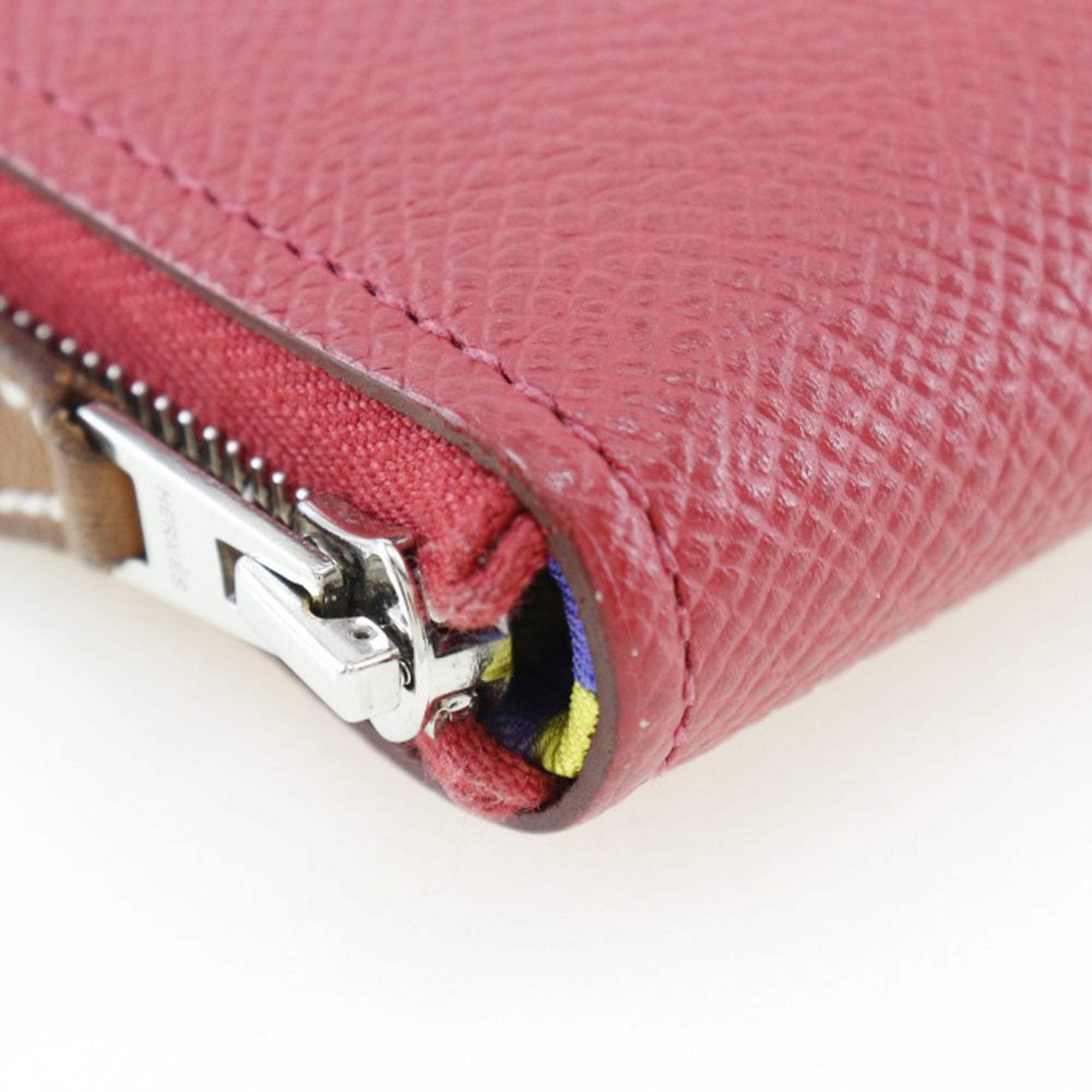 Hermes Bougainvillier Purple Epsom Leather Silk Long Bill Wallet (Bi-Fold) (Pre-Owned)