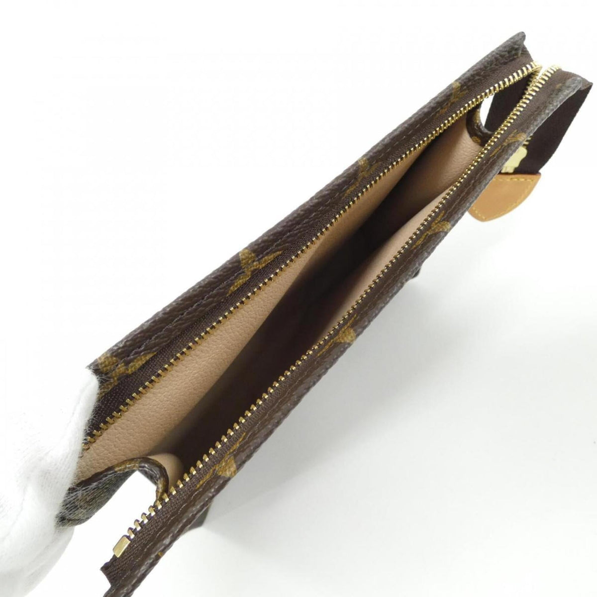 Louis Vuitton Marron Coated Canvas Handbag Pouch (Pre-Owned)