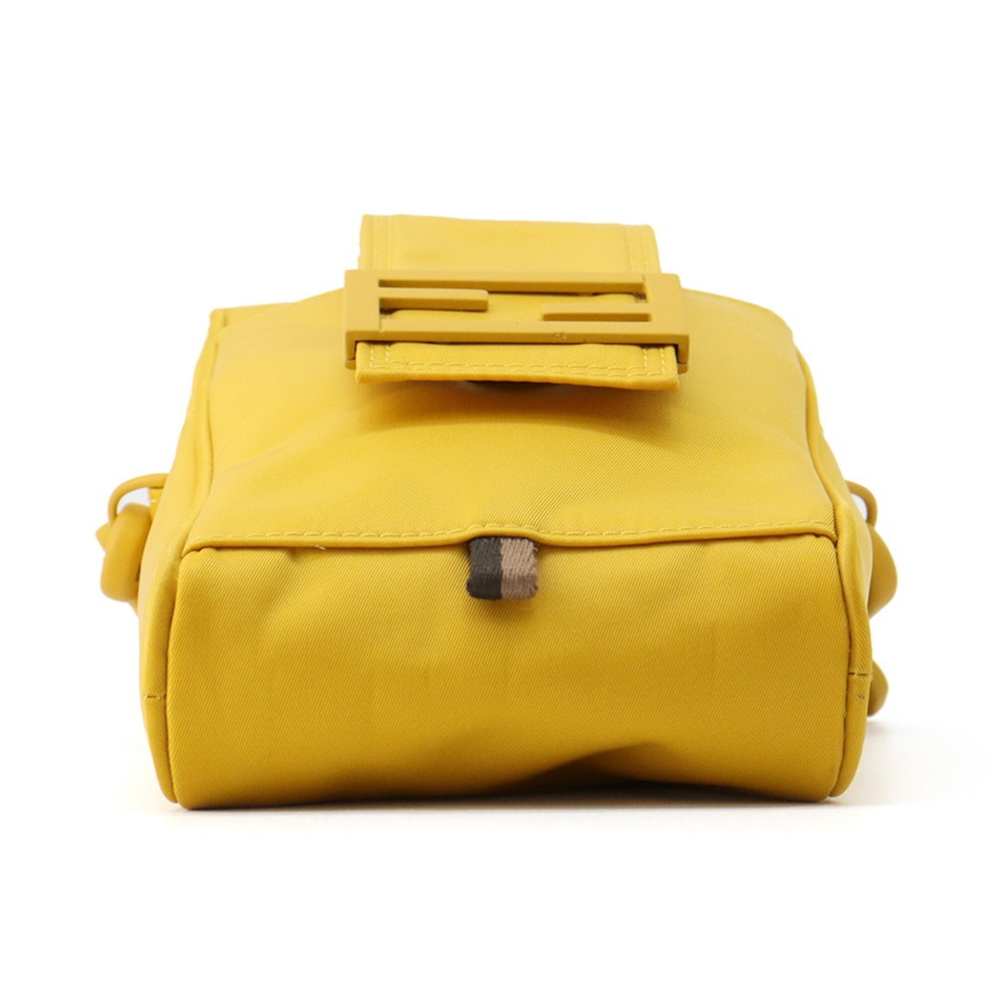 Fendi Yellow Nylon Leather Pouch Shoulder Bag (Pre-Owned)