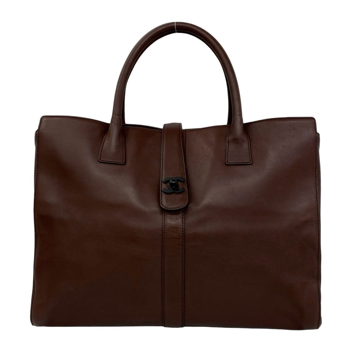 Chanel Brown Leather Handbag Tote Bag (Pre-Owned)