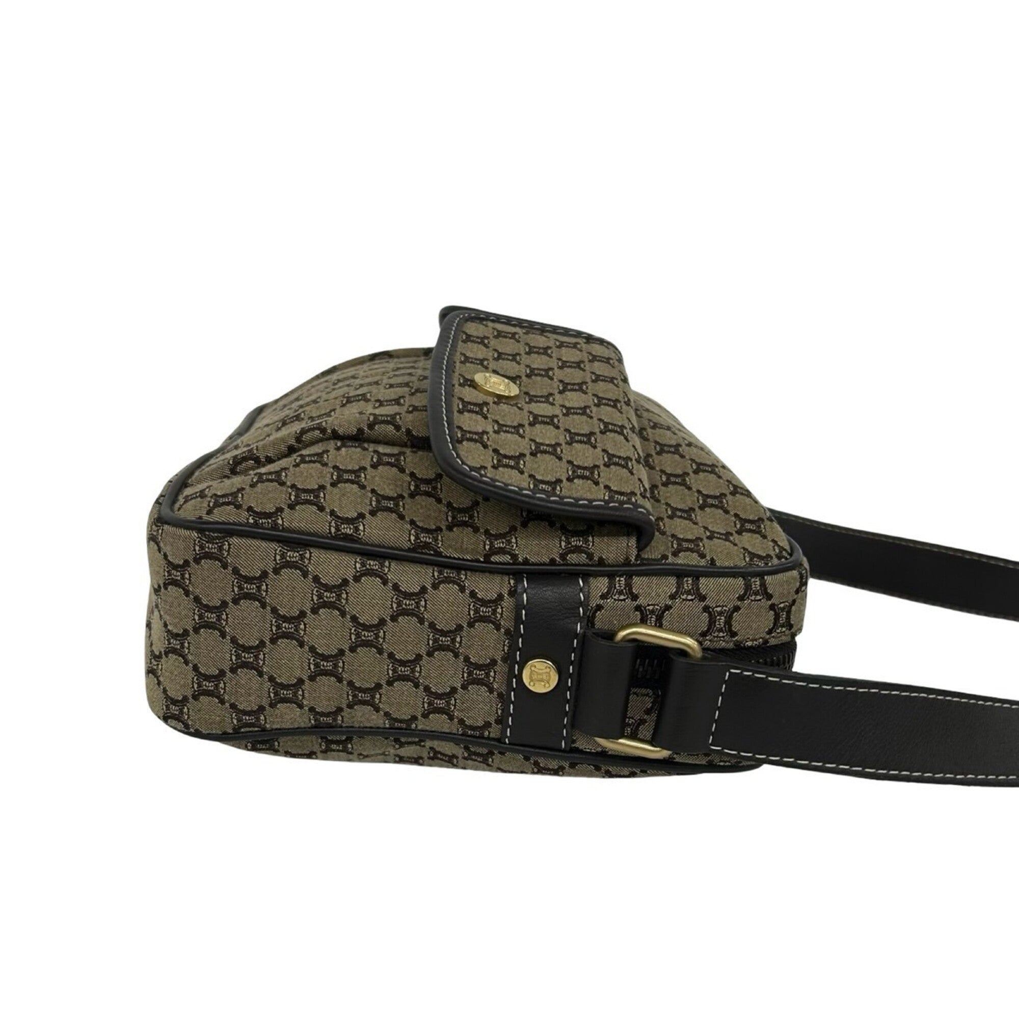 Celine Brown Canvas Leather Pochette Shoulder Bag (Pre-Owned)