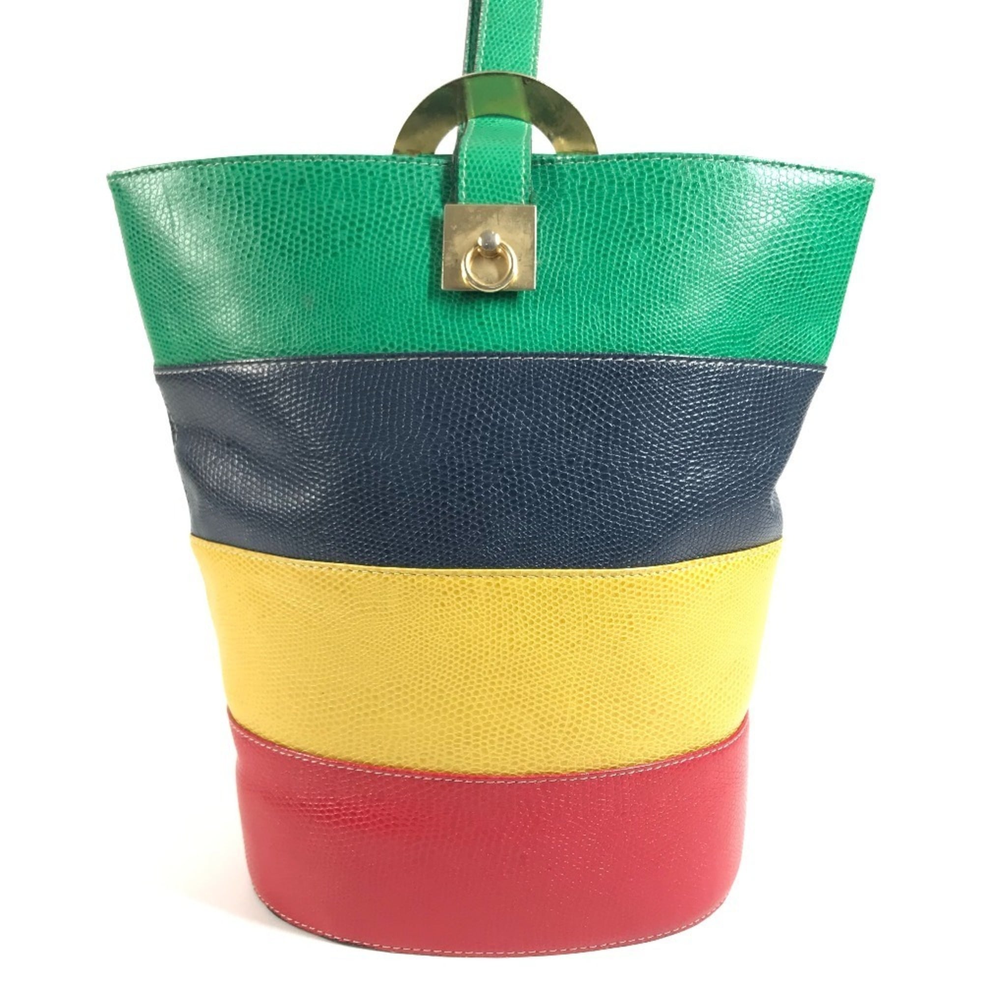Celine Blue Green Red Color Yellow Leather Shoulder Bag (Pre-Owned)