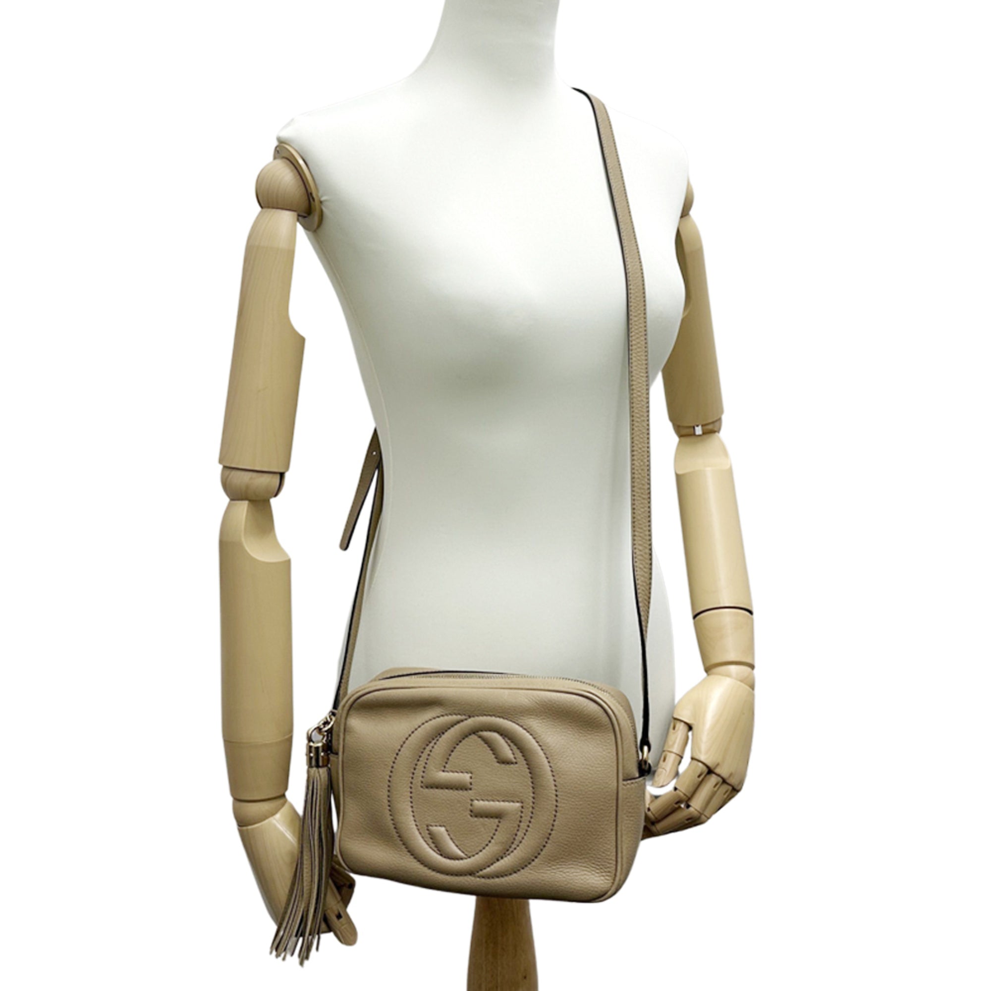 Gucci Beige Leather Handbag Shoulder Bag (Pre-Owned)