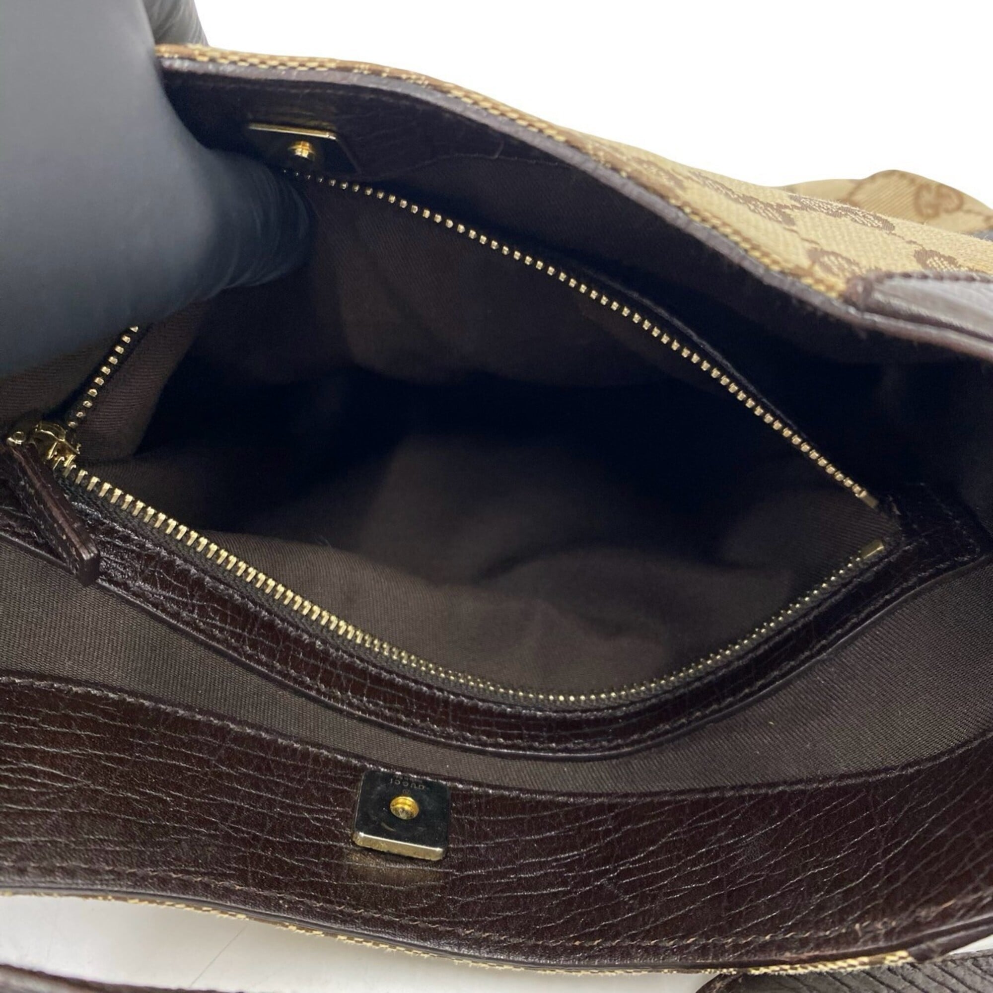 Gucci Brown Green Red Color Canvas Leather Shoulder Bag (Pre-Owned)