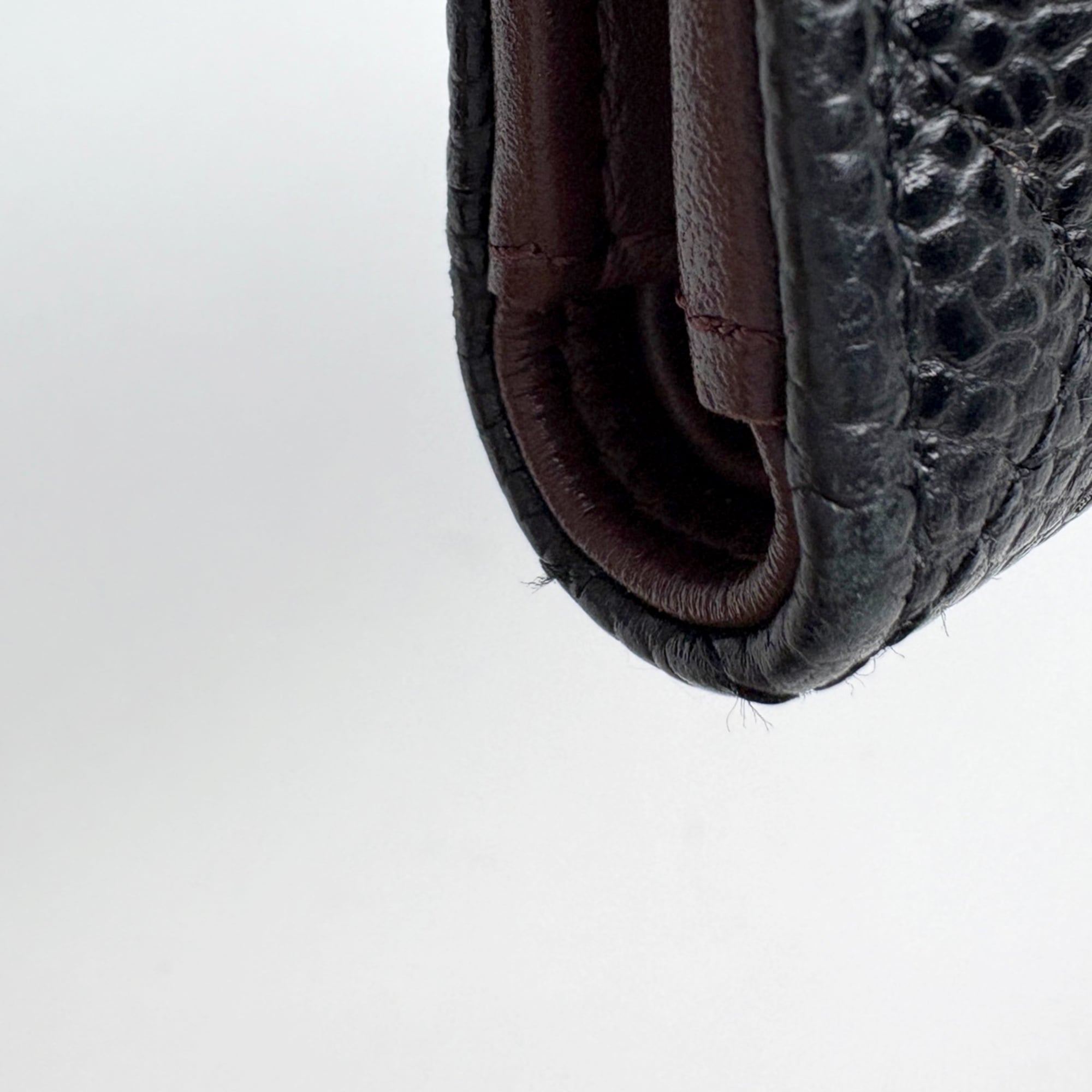 Chanel Black Grained Calfskin Wallet (Tri-Fold) (Pre-Owned)