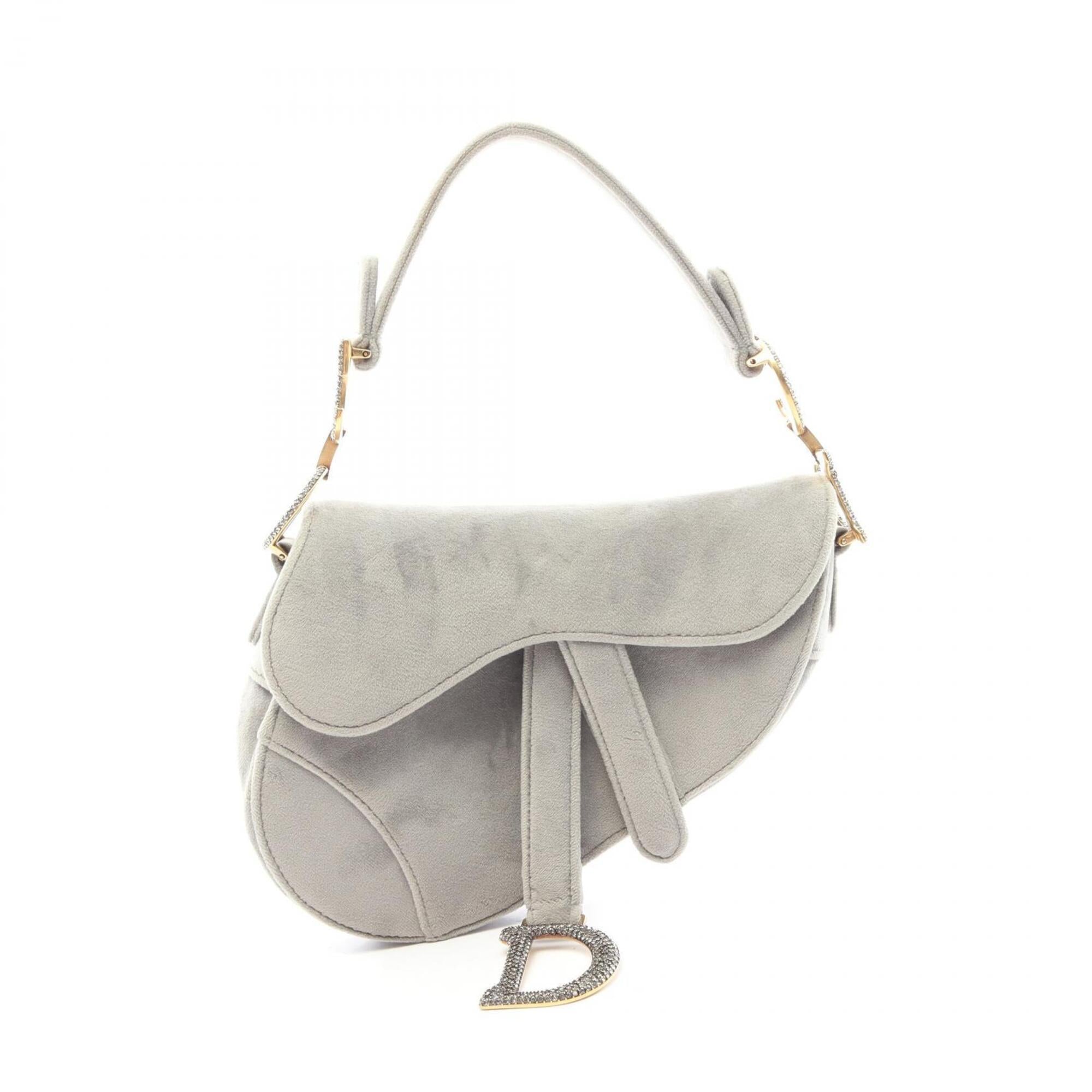 Christian Dior Gray Fabric Handbag Saddle Bag (Pre-Owned)