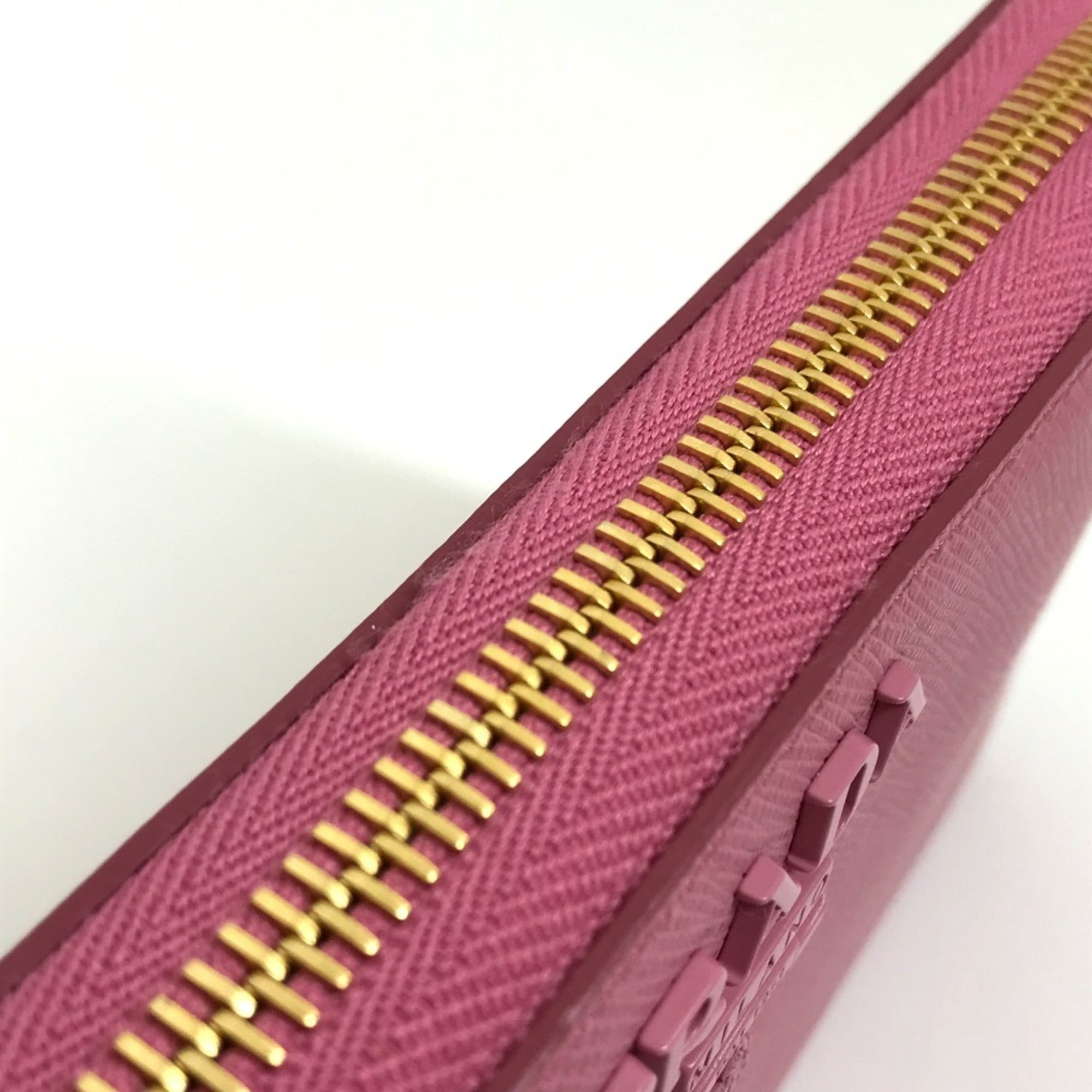 Prada Saffiano Begonia Pink Leather Long Wallet (Bi-Fold) (Pre-Owned)