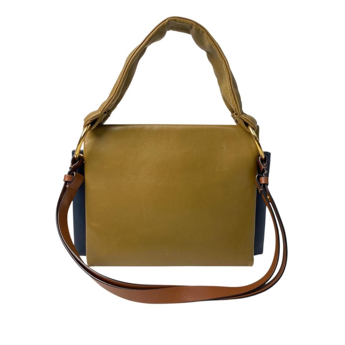 Marni Blue Khaki Leather Handbag Shoulder Bag (Pre-Owned)