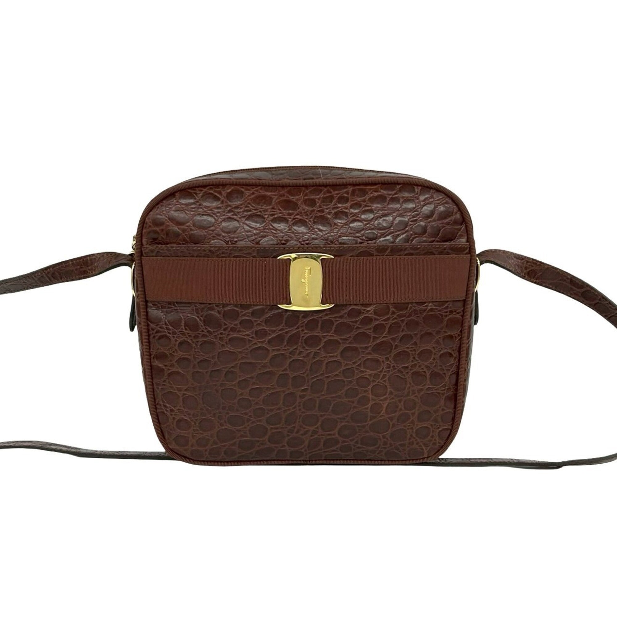 Salvatore Ferragamo Brown Leather Shoulder Bag (Pre-Owned)
