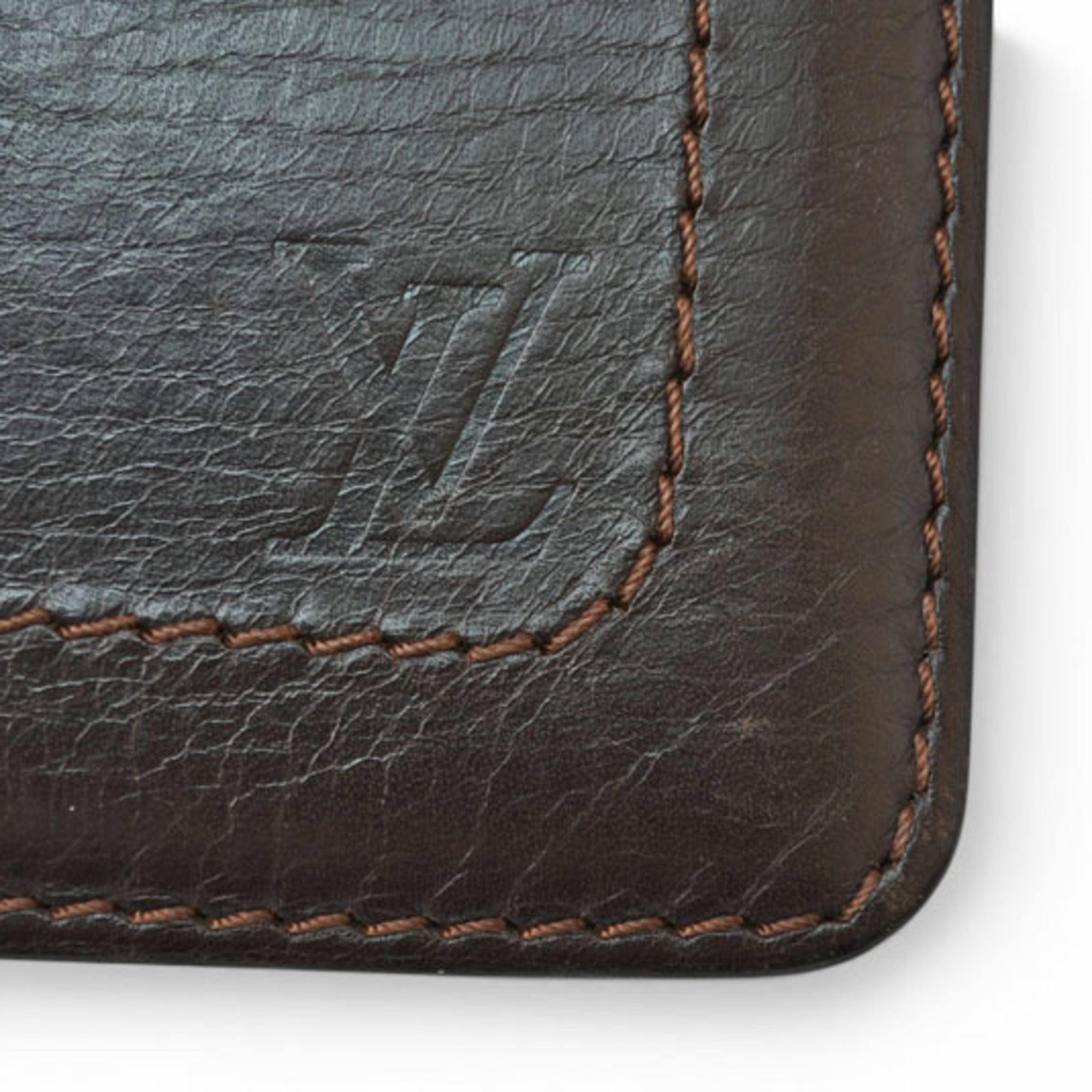 Louis Vuitton Utah Coffee Dark Brown Utah Leather Long Wallet (Bi-Fold) (Pre-Owned)