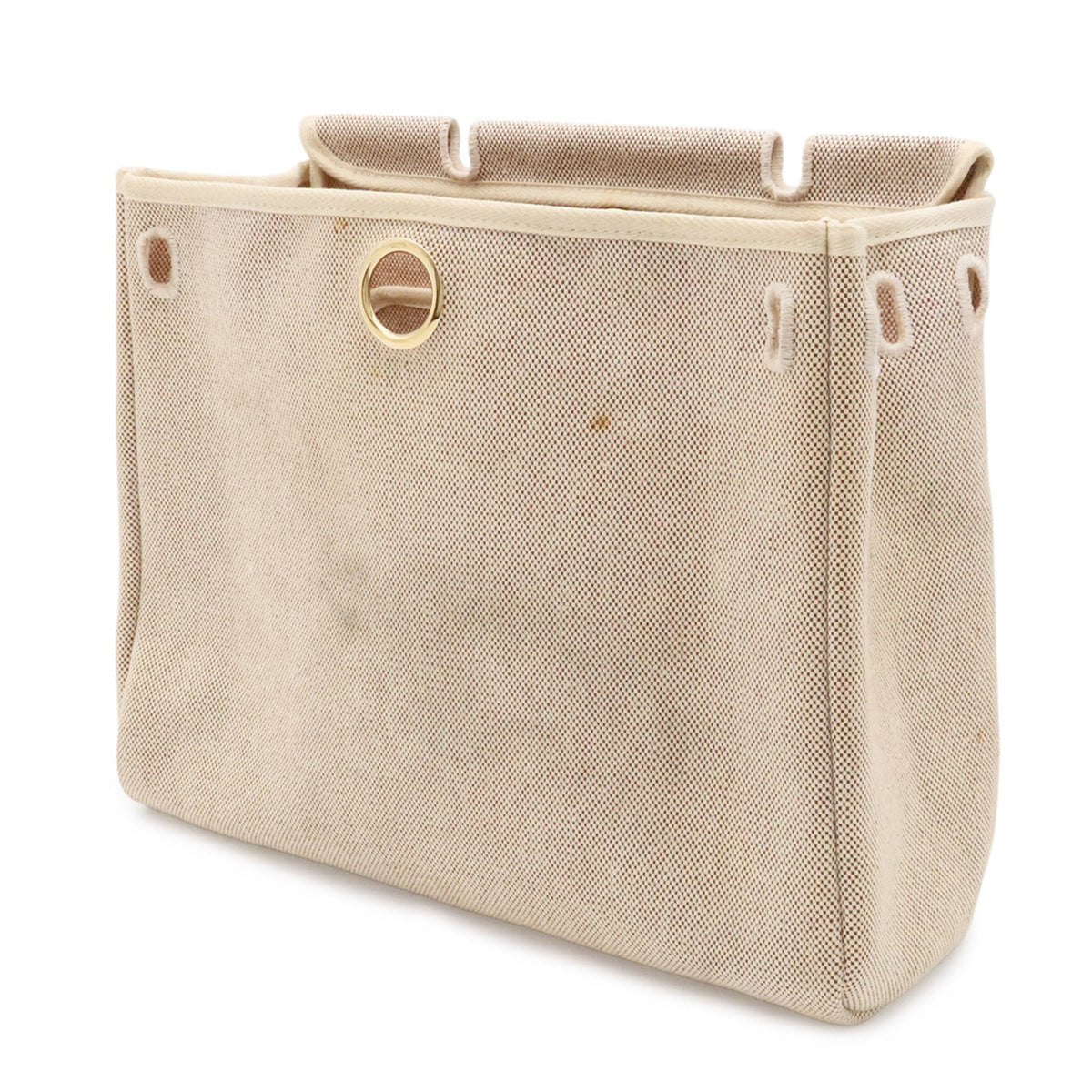 Hermes Brown Canvas Handbag Shoulder Bag (Pre-Owned)