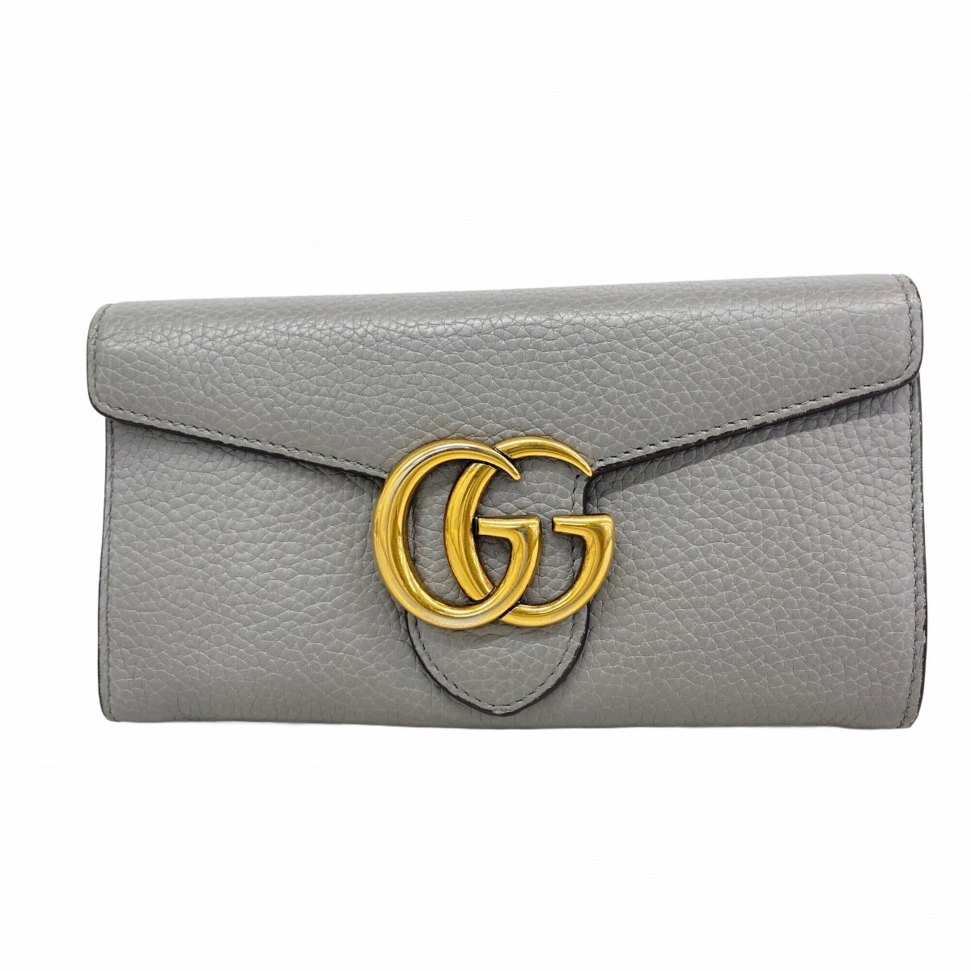 Gucci Gray Leather Long Wallet (Bi-Fold) (Pre-Owned)