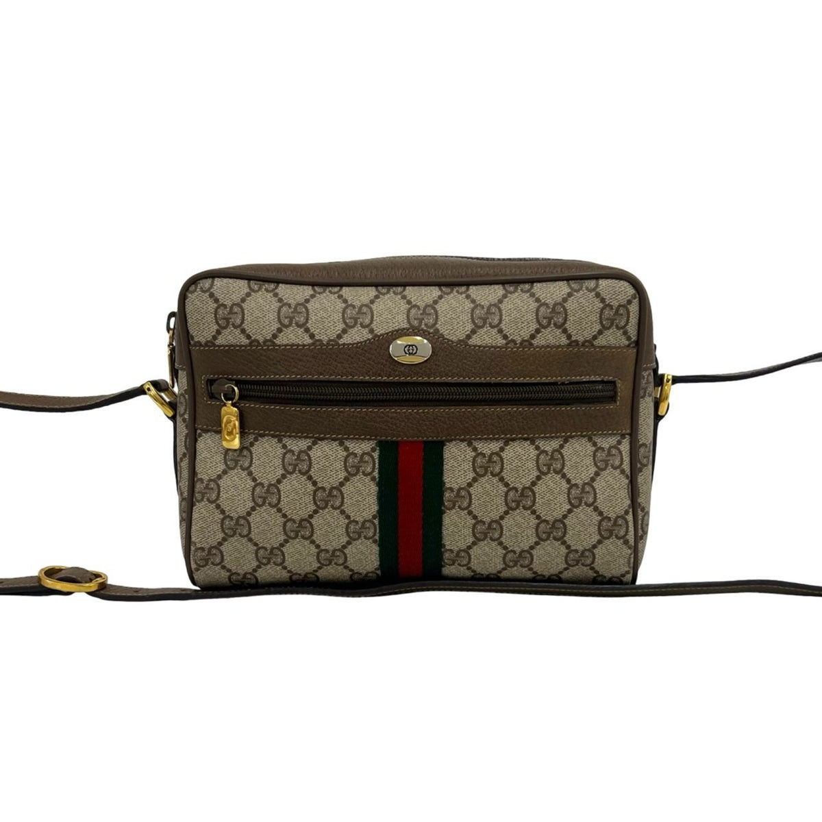 Gucci Brown Green Red Color Pvc Leather Shoulder Bag (Pre-Owned)
