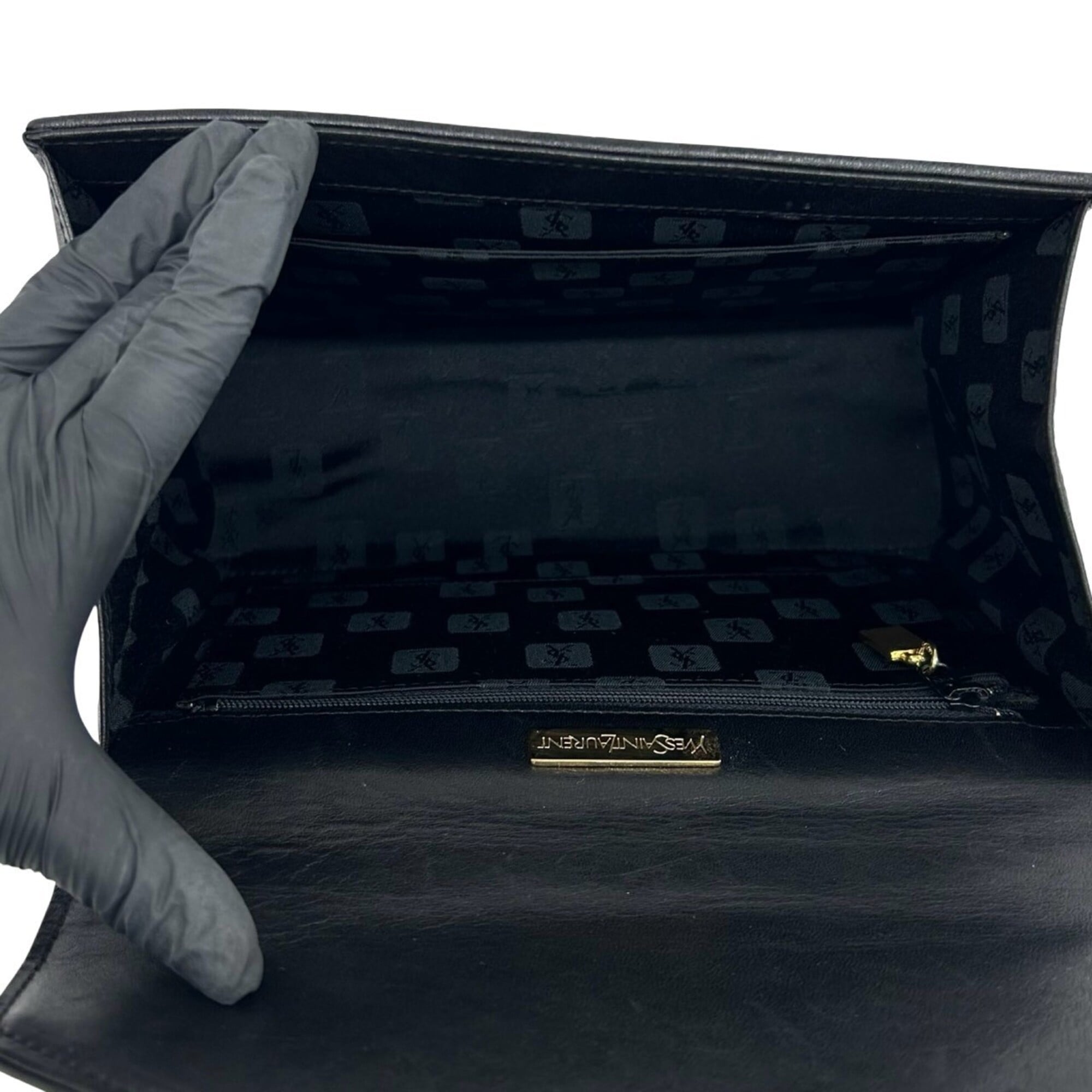 Yves Saint Laurent Black Leather Handbag Tote Bag (Pre-Owned)